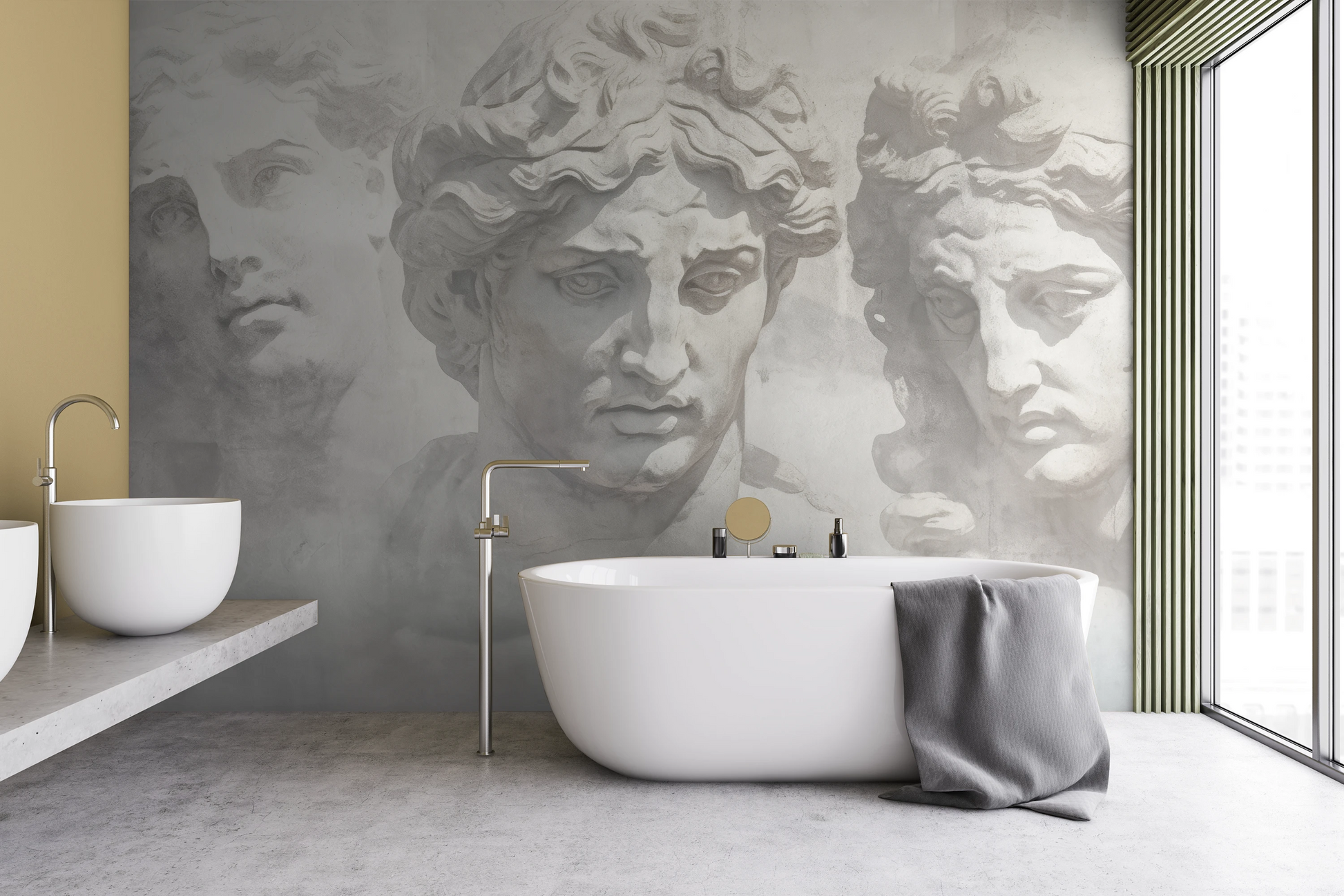 Fototapeta malowana o nazwie Greek Tragedy pokazana w aranżacji wnętrza.