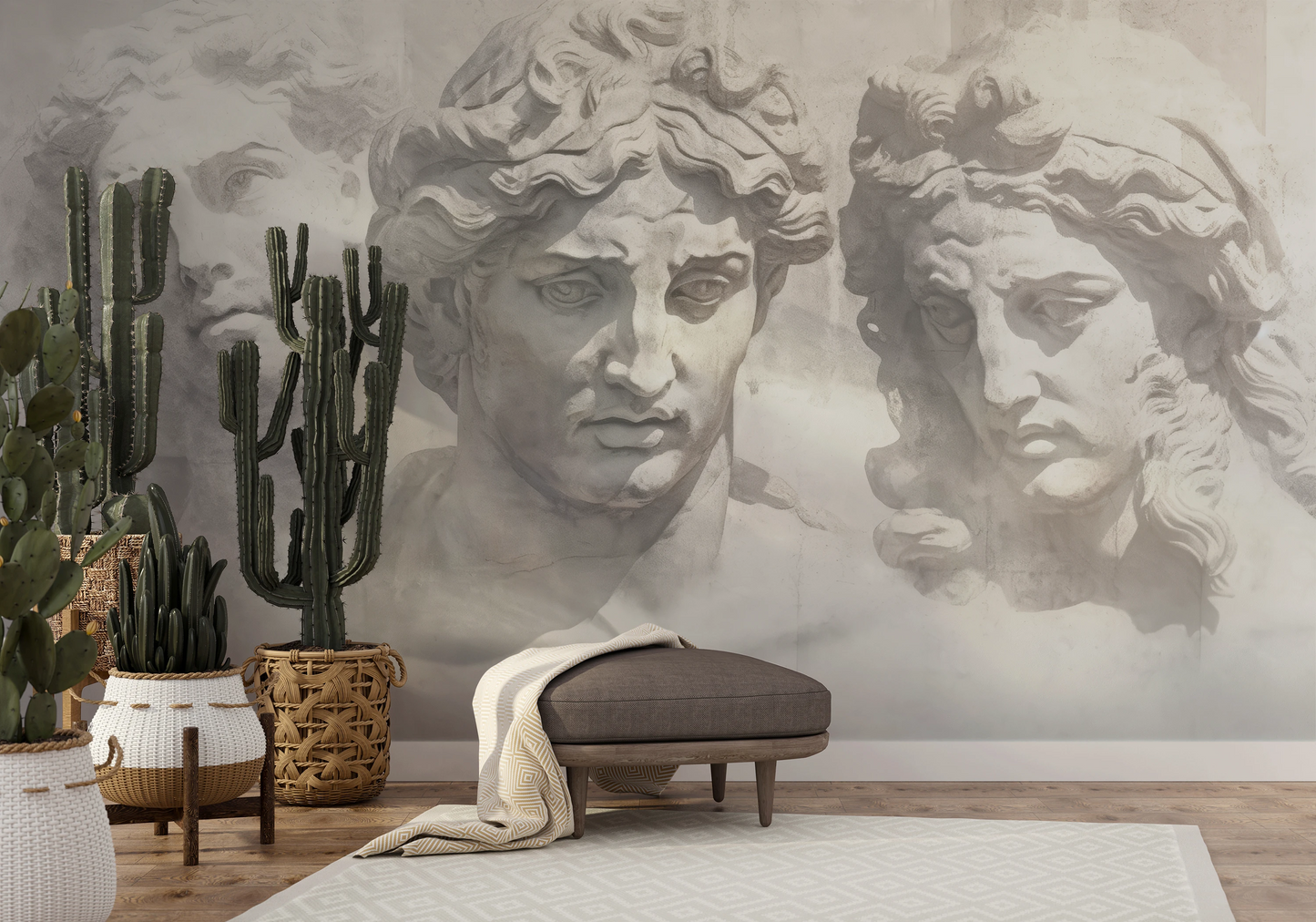 Wzór fototapety o nazwie Greek Tragedy pokazanej w kontekście pomieszczenia.