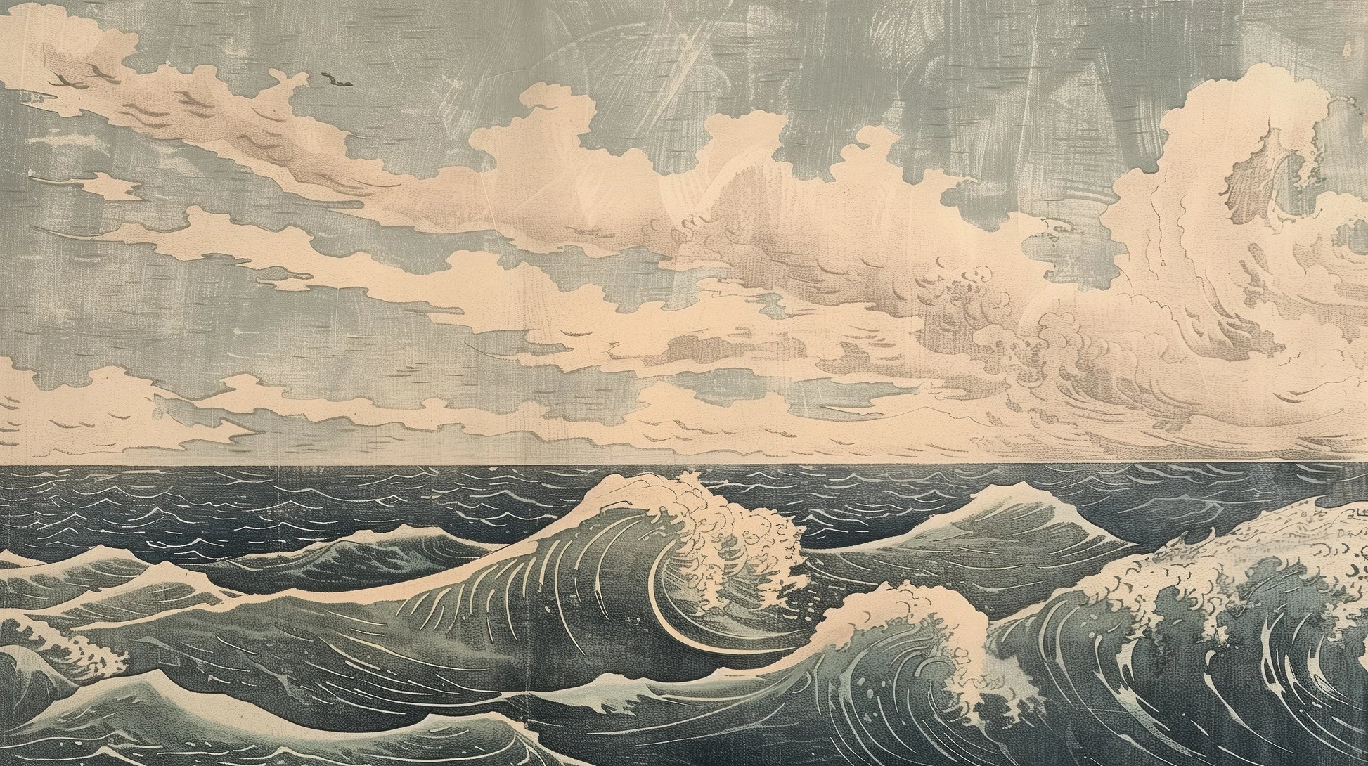 Prezentacja całego wzoru fototapety o nazwie Cloudy Sea Harmony