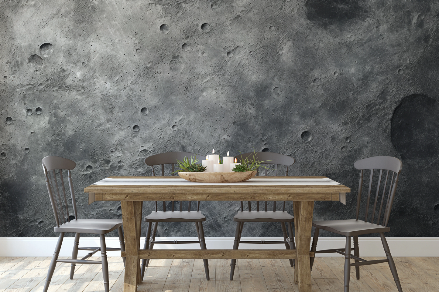 Fototapeta artystyczna o nazwie Crater's Edge pokazana w aranżacji wnętrza.