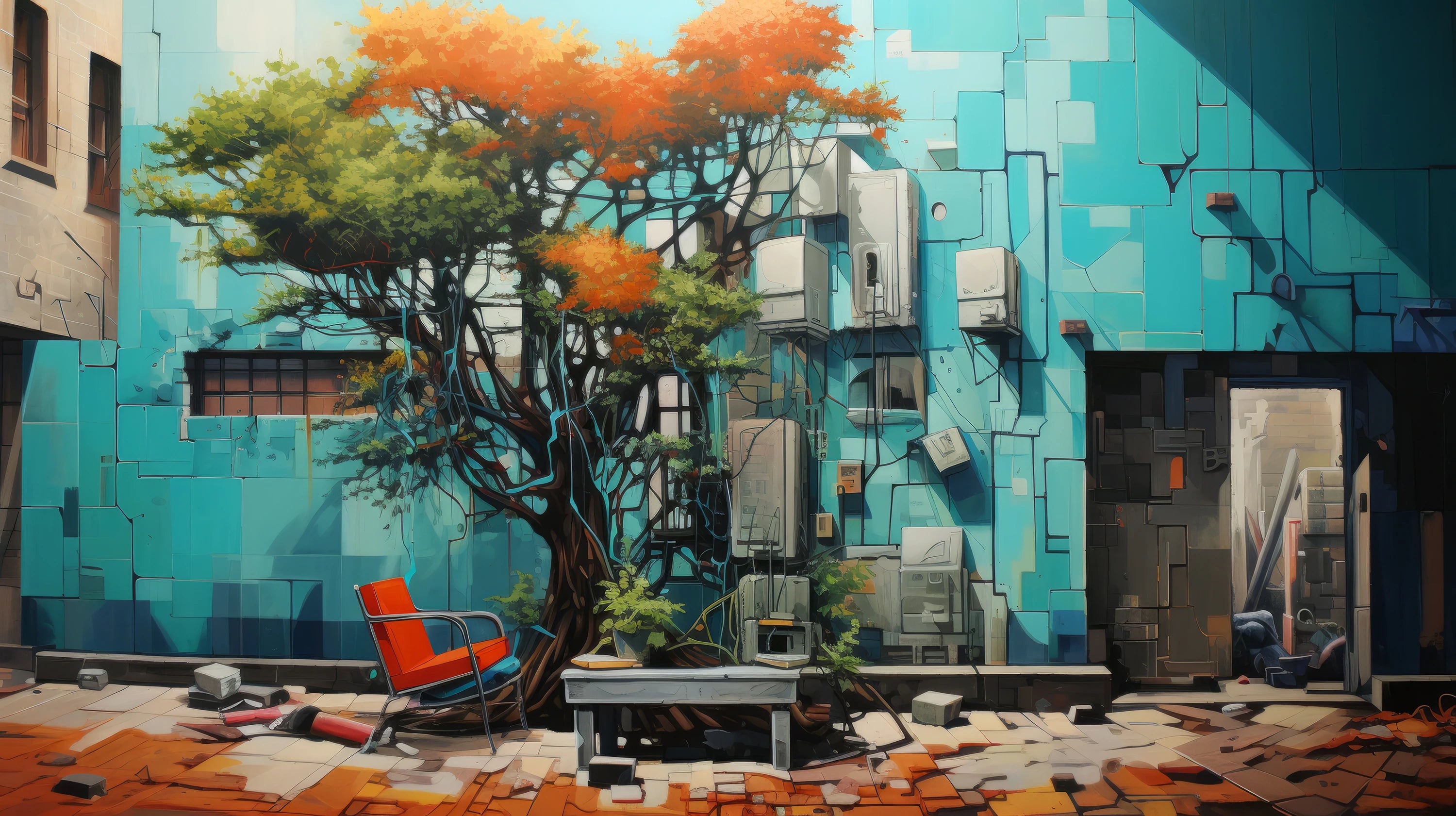 Pattern preview: Prezentacja całego wzoru fototapety o nazwie Concrete Oasis