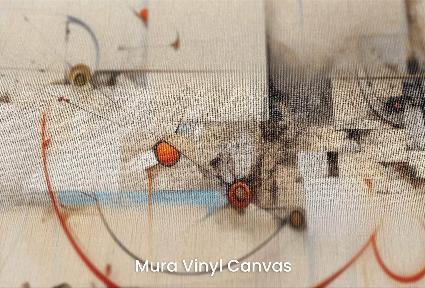 Zbliżenie na artystyczną fototapetę o nazwie Mechanical Harmony na podłożu Mura Vinyl Canvas - faktura naturalnego płótna.