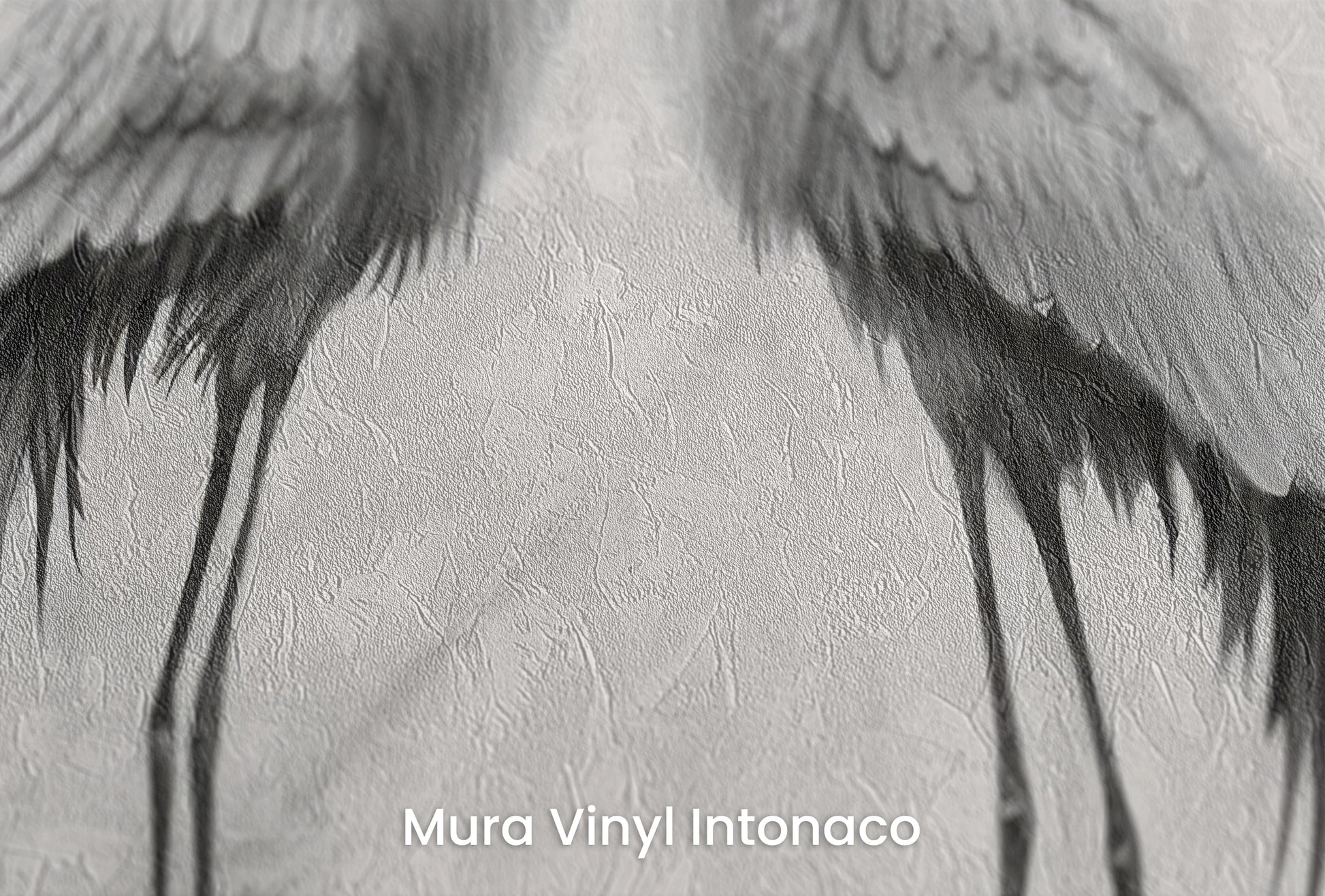 Zbliżenie na artystyczną fototapetę o nazwie Whispering Moon na podłożu Mura Vinyl Intonaco - struktura tartego tynku.