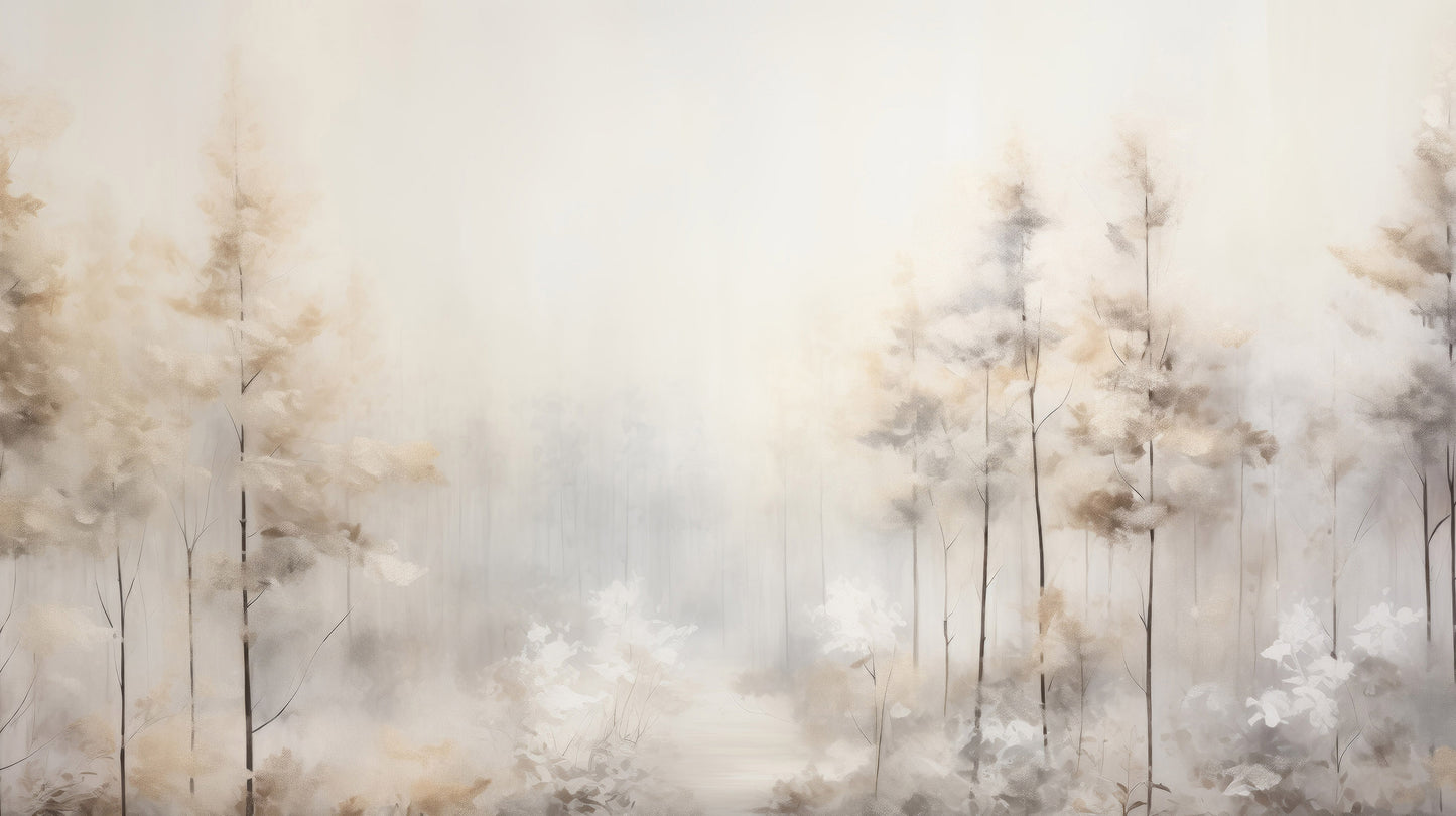 Prezentacja całego wzoru fototapety o nazwie MISTY MORNING MEADOW MURAL