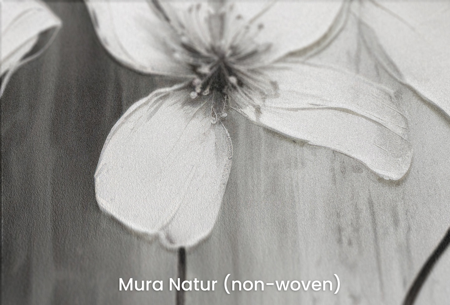 Zbliżenie na artystyczną fototapetę o nazwie CHIAROSCURO BLOSSOMS na podłożu Mura Natur (non-woven) - naturalne i ekologiczne podłoże.
