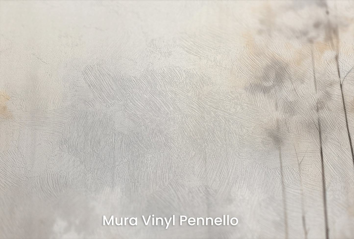 Zbliżenie na artystyczną fototapetę o nazwie MISTY MORNING MEADOW MURAL na podłożu Mura Vinyl Pennello - faktura pociągnięć pędzla malarskiego.