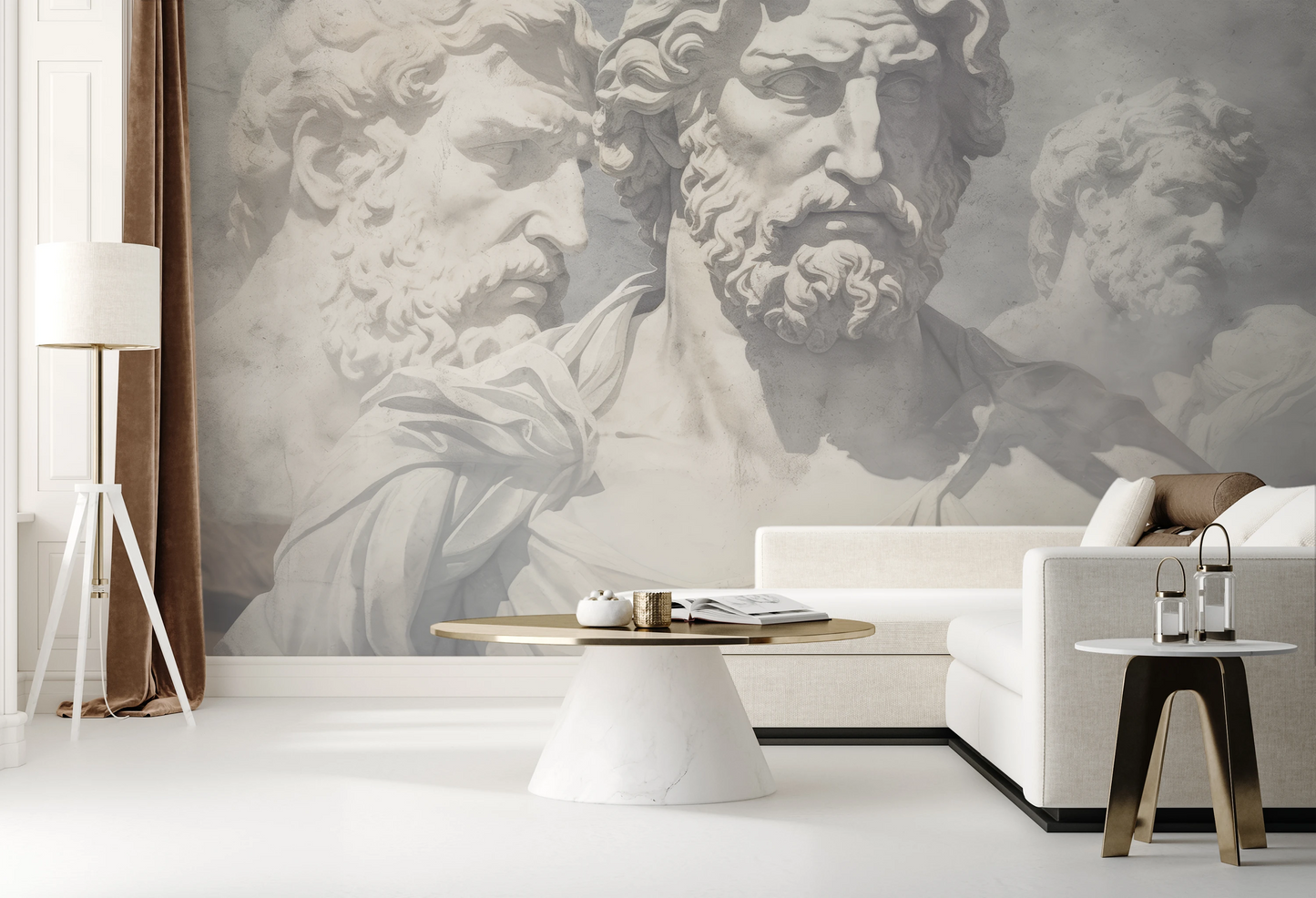 Wzór fototapety malowanej o nazwie Eternal Contemplation pokazanej w aranżacji wnętrza.