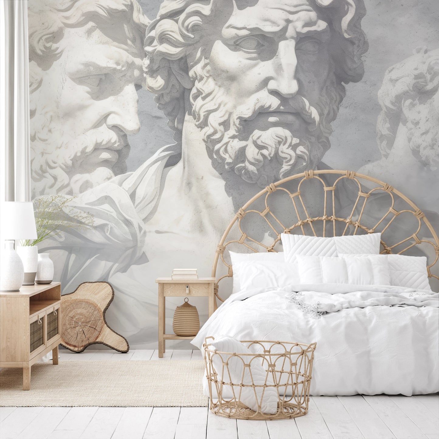 Zdjęcie prezentuje aranżację wnętrza z użyciem fototapety o nazwie Eternal Contemplation pokazanej w aranżacji wnętrza.