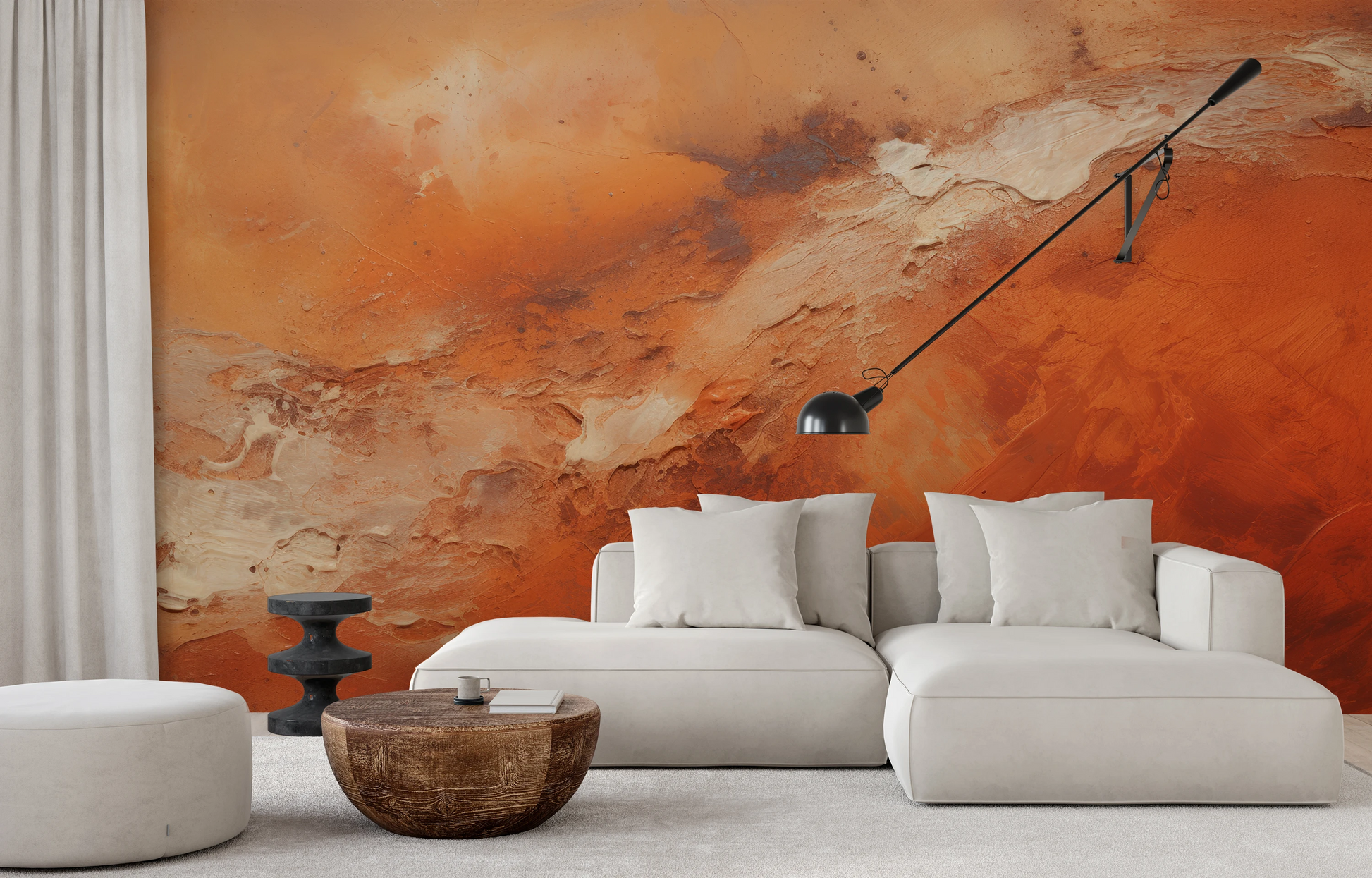 Wzór fototapety o nazwie Mars' Warmth pokazanej w kontekście pomieszczenia.