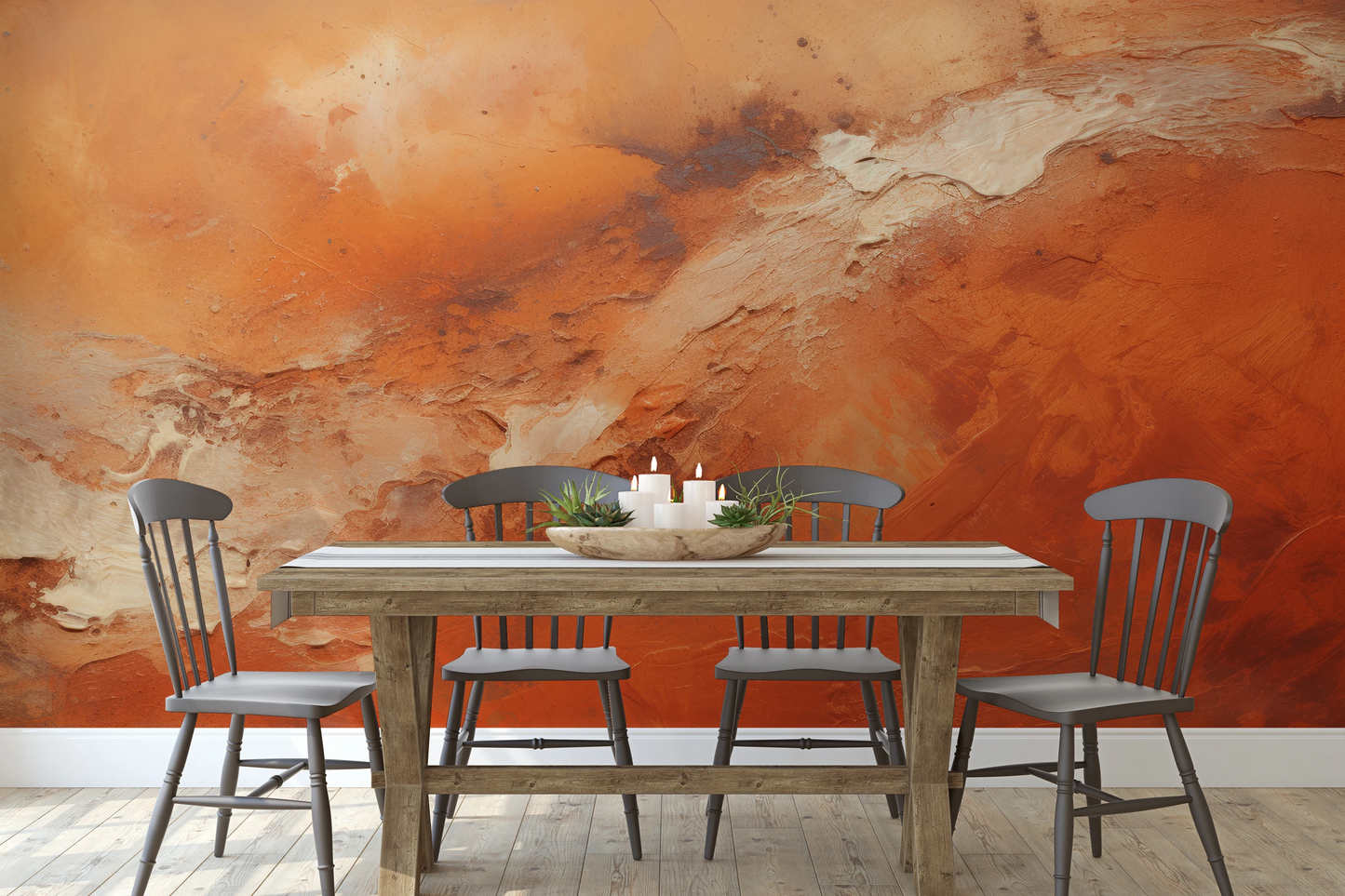Wzór fototapety artystycznej o nazwie Mars' Warmth pokazanej w aranżacji wnętrza.