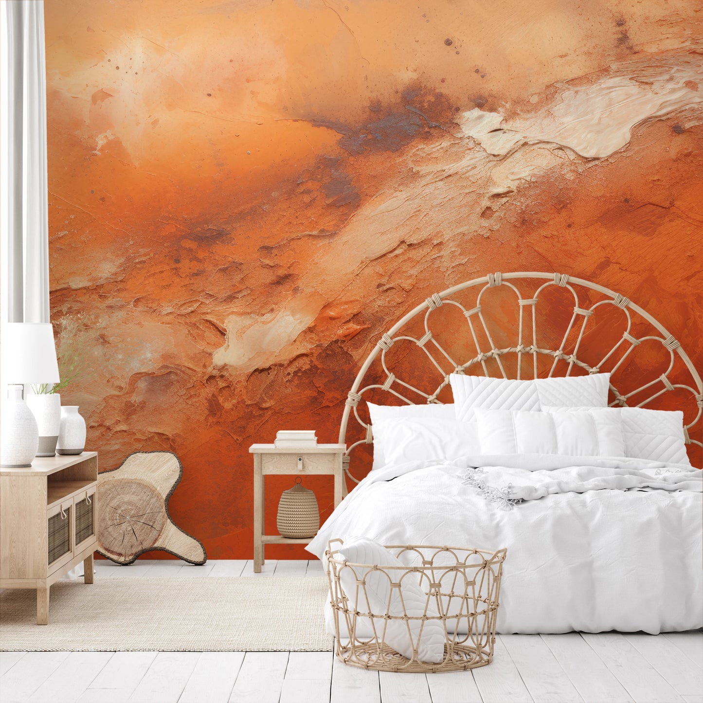 Zdjęcie prezentuje aranżację wnętrza z użyciem fototapety o nazwie Mars' Warmth pokazanej w aranżacji wnętrza.
