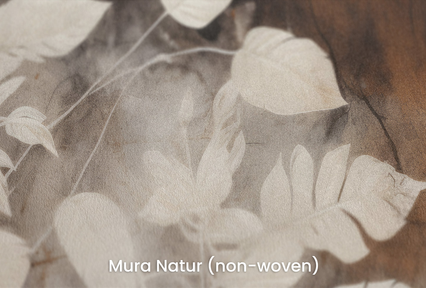 Zbliżenie na artystyczną fototapetę o nazwie Floral Haze na podłożu Mura Natur (non-woven) - naturalne i ekologiczne podłoże.