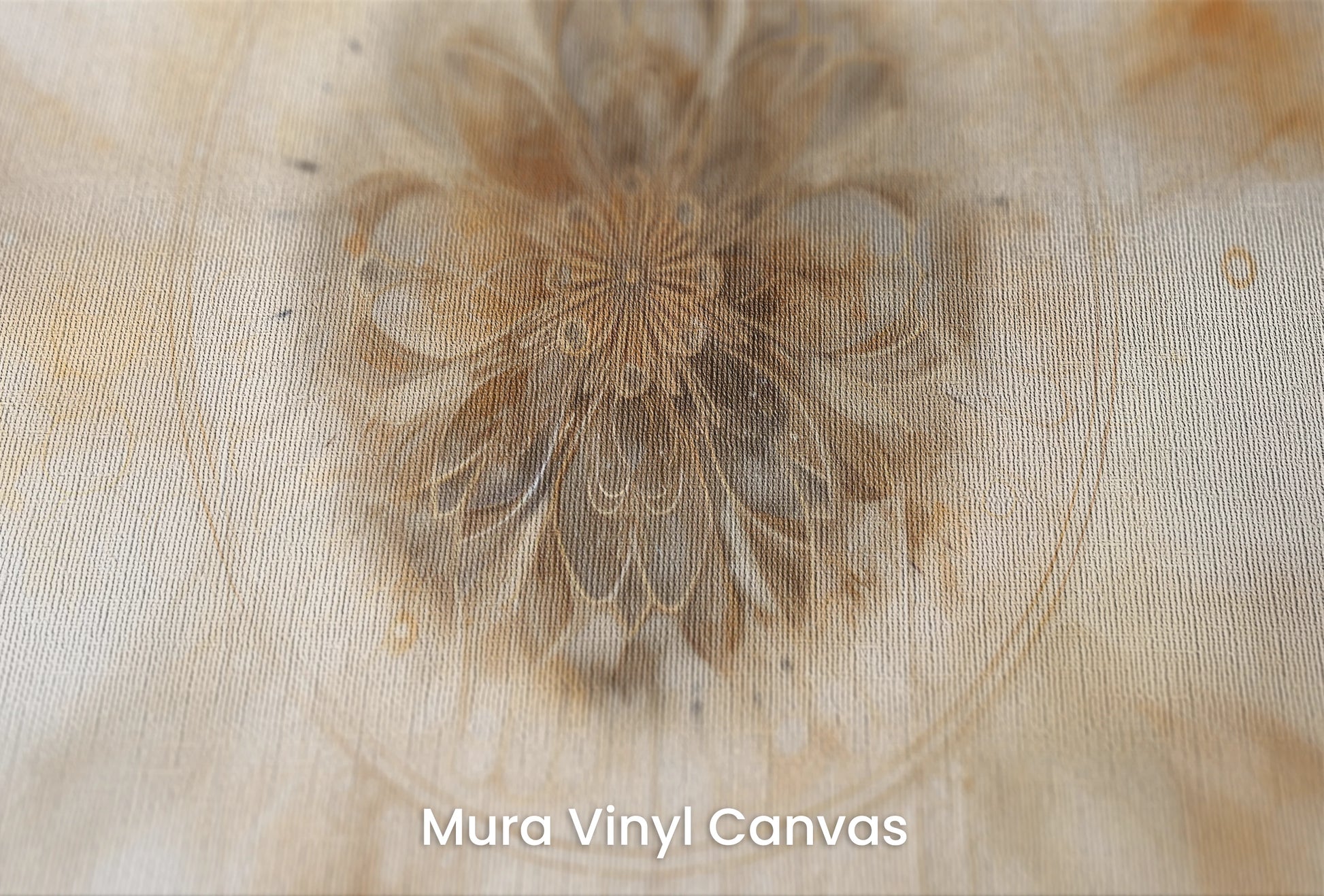 Zbliżenie na artystyczną fototapetę o nazwie Solar Flare Mandala na podłożu Mura Vinyl Canvas - faktura naturalnego płótna.