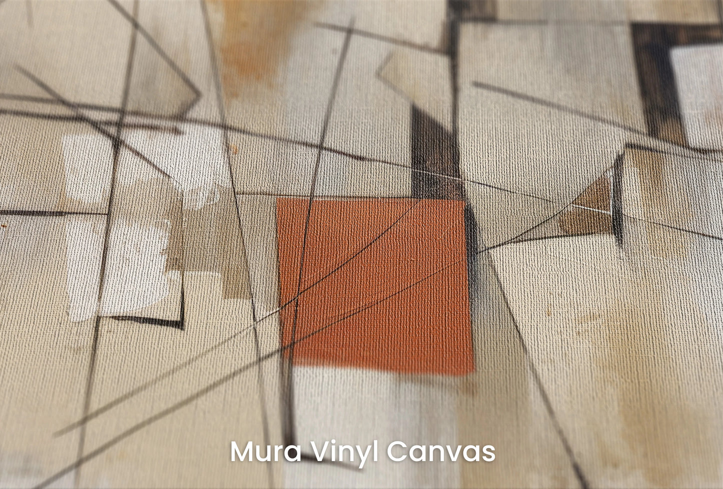 Zbliżenie na artystyczną fototapetę o nazwie Terracotta Abstract na podłożu Mura Vinyl Canvas - faktura naturalnego płótna.