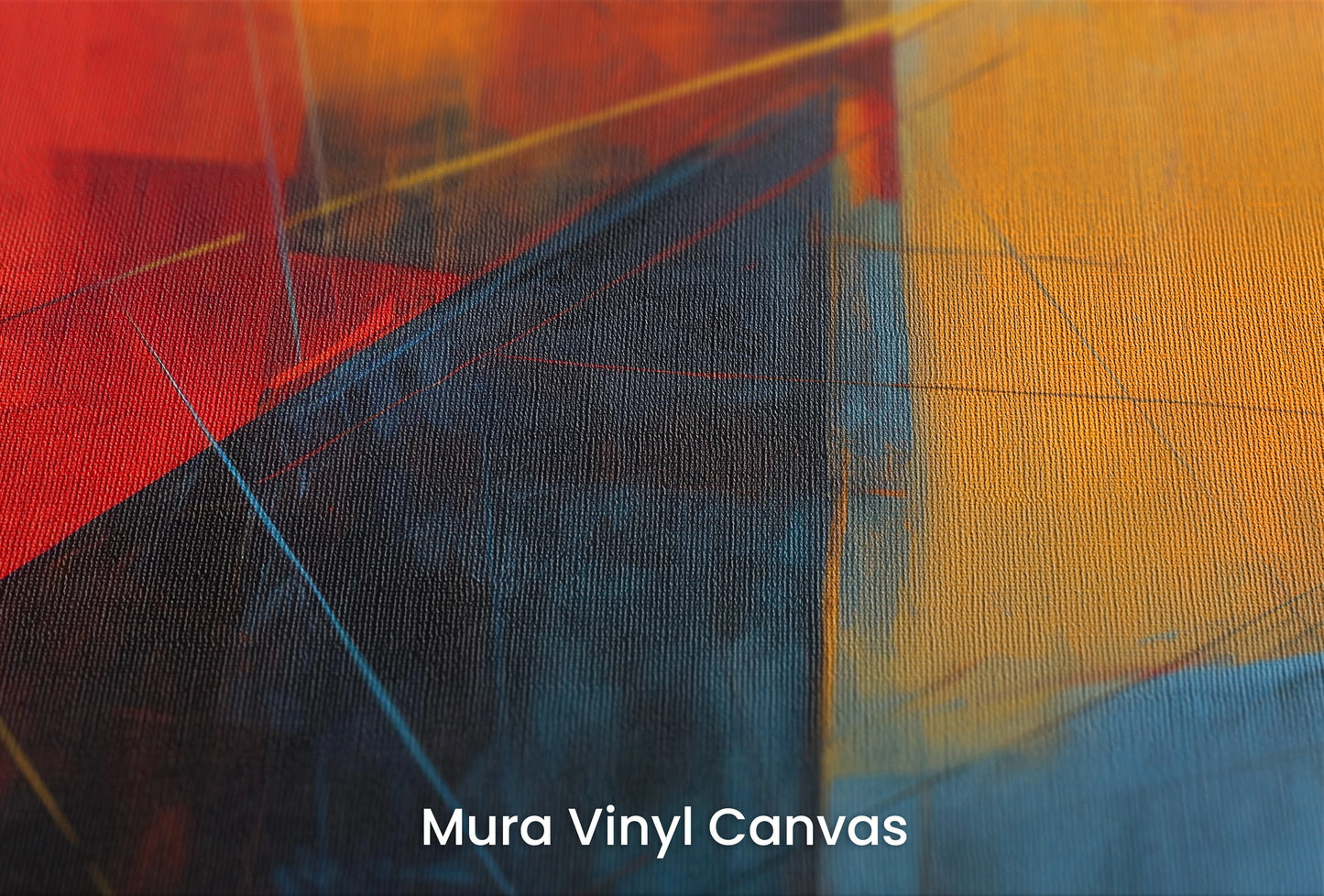 Zbliżenie na artystyczną fototapetę o nazwie Fiery Geometry na podłożu Mura Vinyl Canvas - faktura naturalnego płótna.