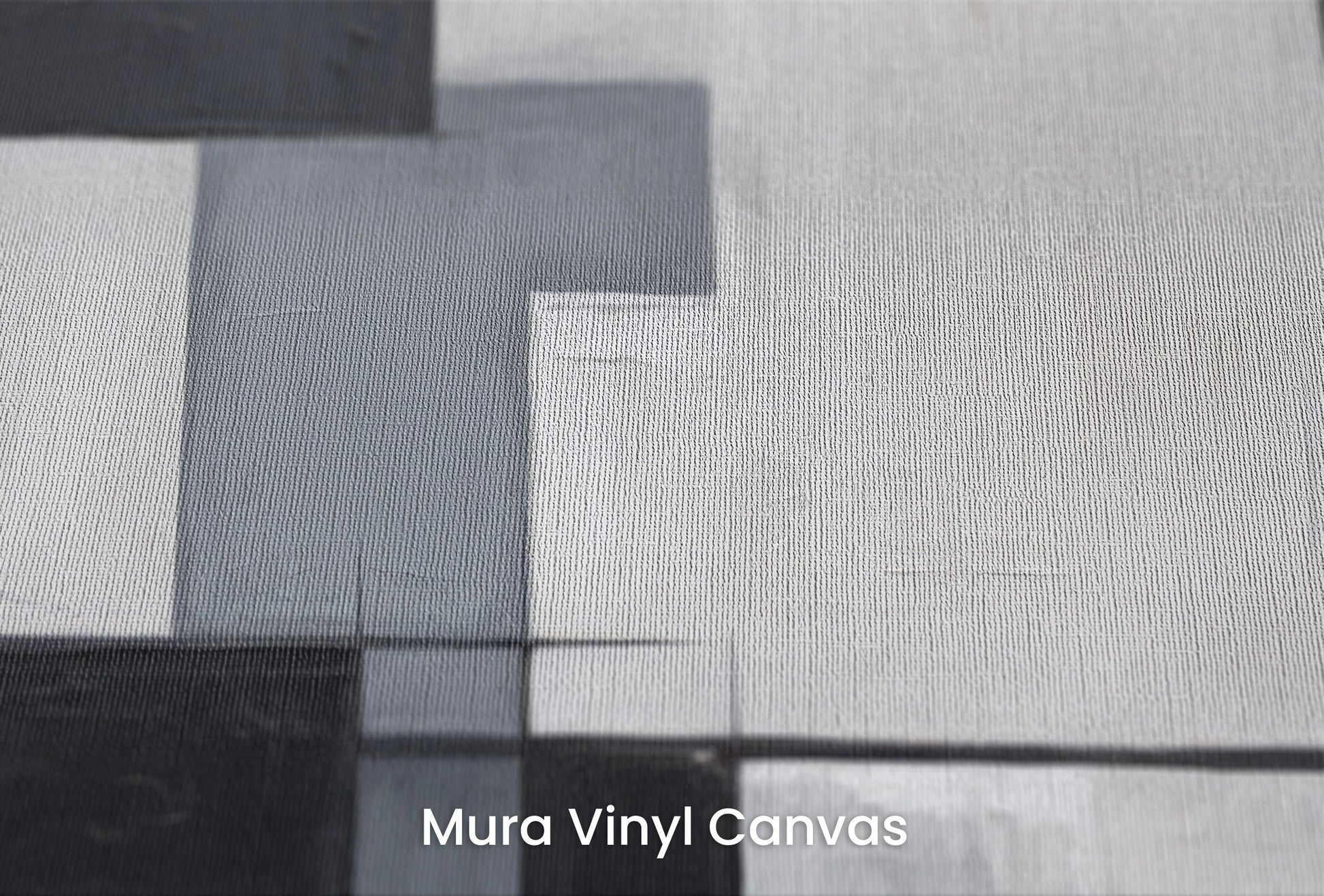 Zbliżenie na artystyczną fototapetę o nazwie Monochromatic Mosaic na podłożu Mura Vinyl Canvas - faktura naturalnego płótna.