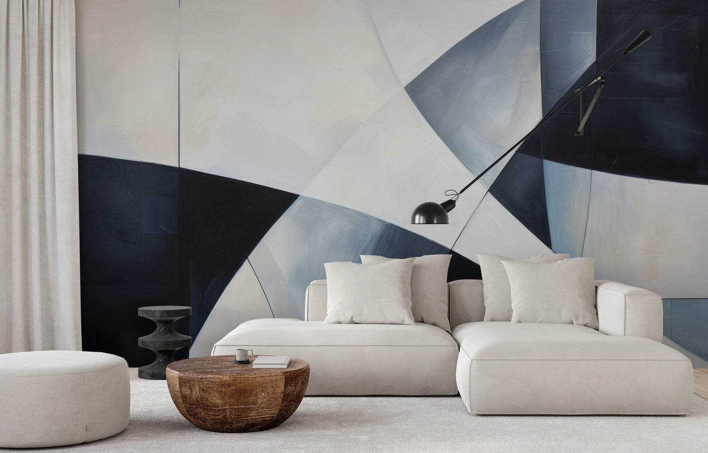 Wzór fototapety artystycznej o nazwie Shades of Geometry pokazanej w aranżacji wnętrza.