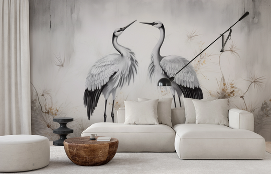 Wzór fototapety artystycznej o nazwie Moonlight Ballet pokazanej w aranżacji wnętrza.