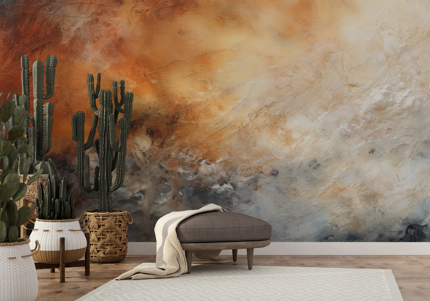 Wzór fototapety o nazwie Venusian Haze pokazanej w kontekście pomieszczenia.