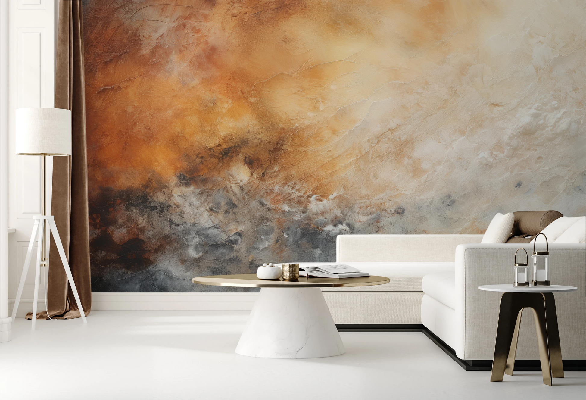 Wzór fototapety artystycznej o nazwie Venusian Haze pokazanej w aranżacji wnętrza.