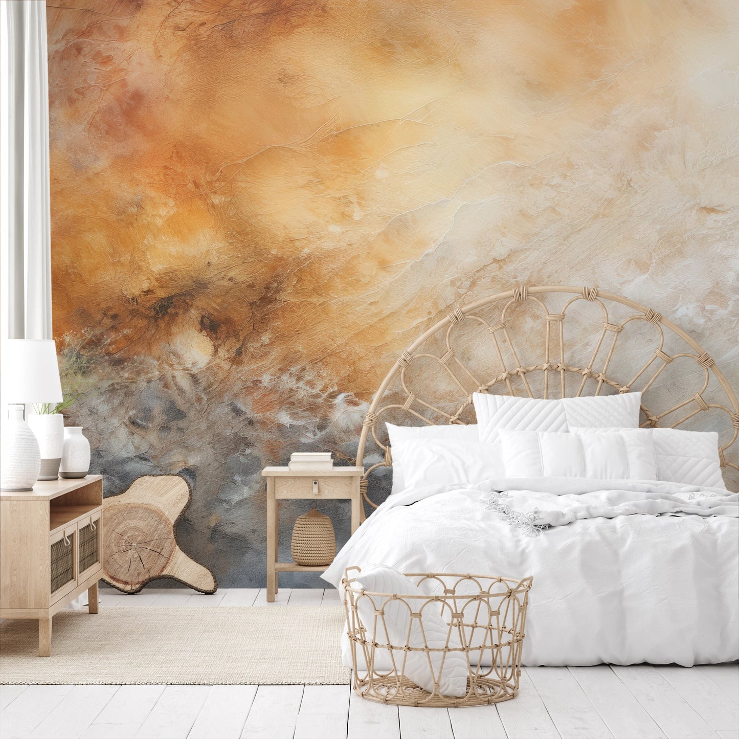 Zdjęcie prezentuje aranżację wnętrza z użyciem fototapety o nazwie Venusian Haze pokazanej w aranżacji wnętrza.