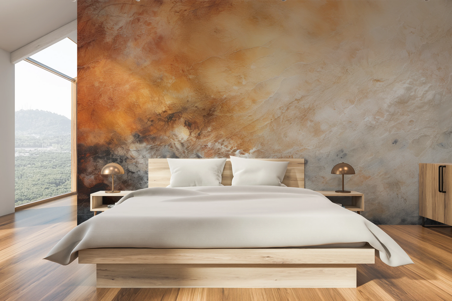 Wzór fototapety artystycznej o nazwie Venusian Haze pokazanej w aranżacji wnętrza.