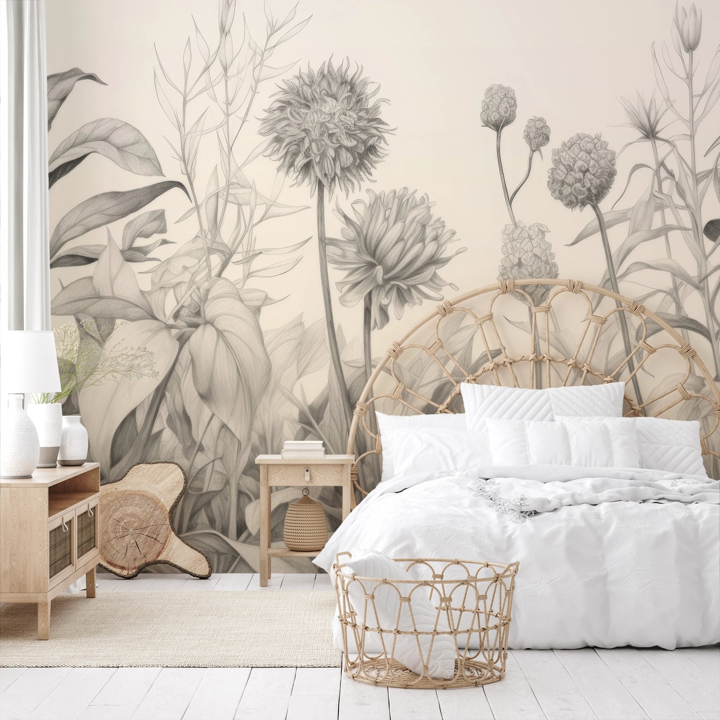 Fototapeta malowana o nazwie Delicate Flora pokazana w aranżacji wnętrza.