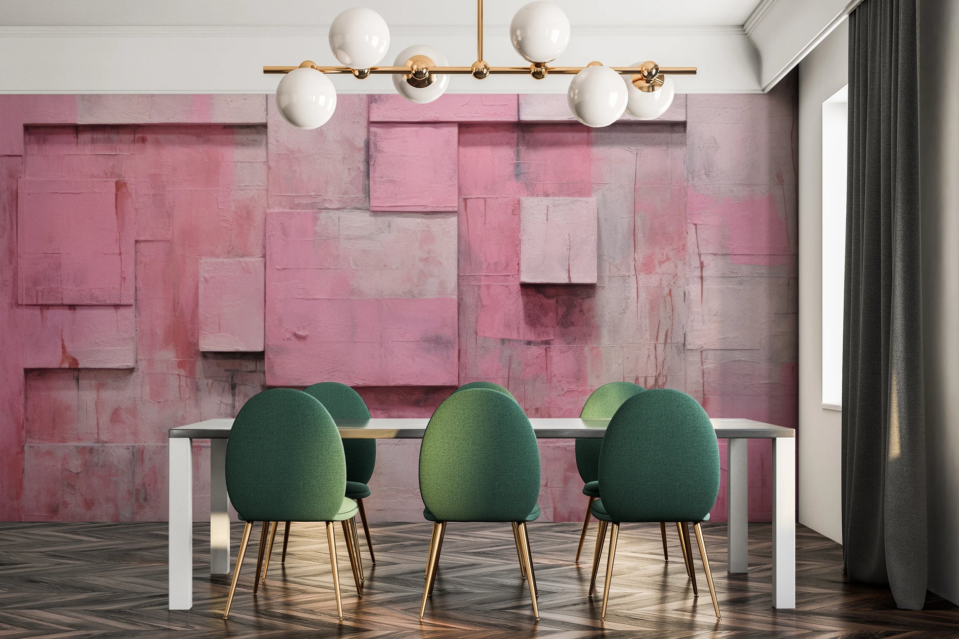 Fototapeta artystyczna o nazwie Pink Bricks pokazana w aranżacji wnętrza.