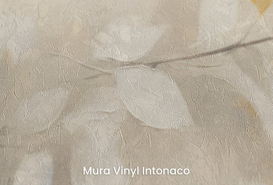 Zbliżenie na artystyczną fototapetę o nazwie Golden Whisper na podłożu Mura Vinyl Intonaco - struktura tartego tynku.