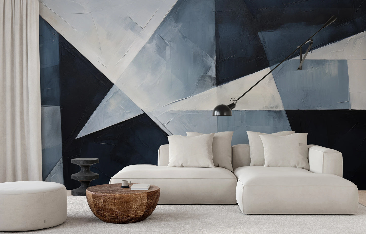Fototapeta artystyczna o nazwie Geometric Harmony pokazana w aranżacji wnętrza.