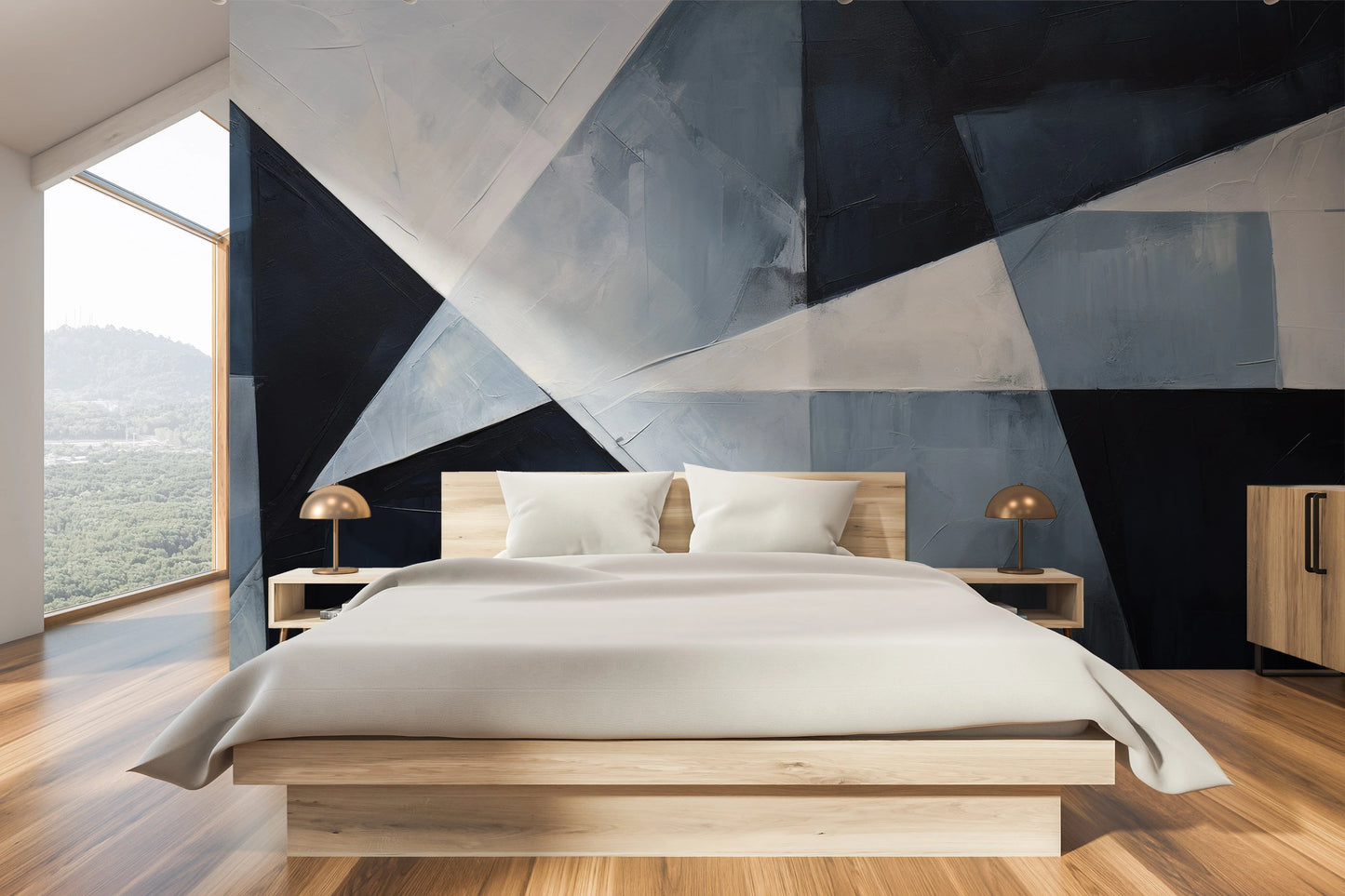 Wzór fototapety o nazwie Geometric Harmony pokazanej w kontekście pomieszczenia.