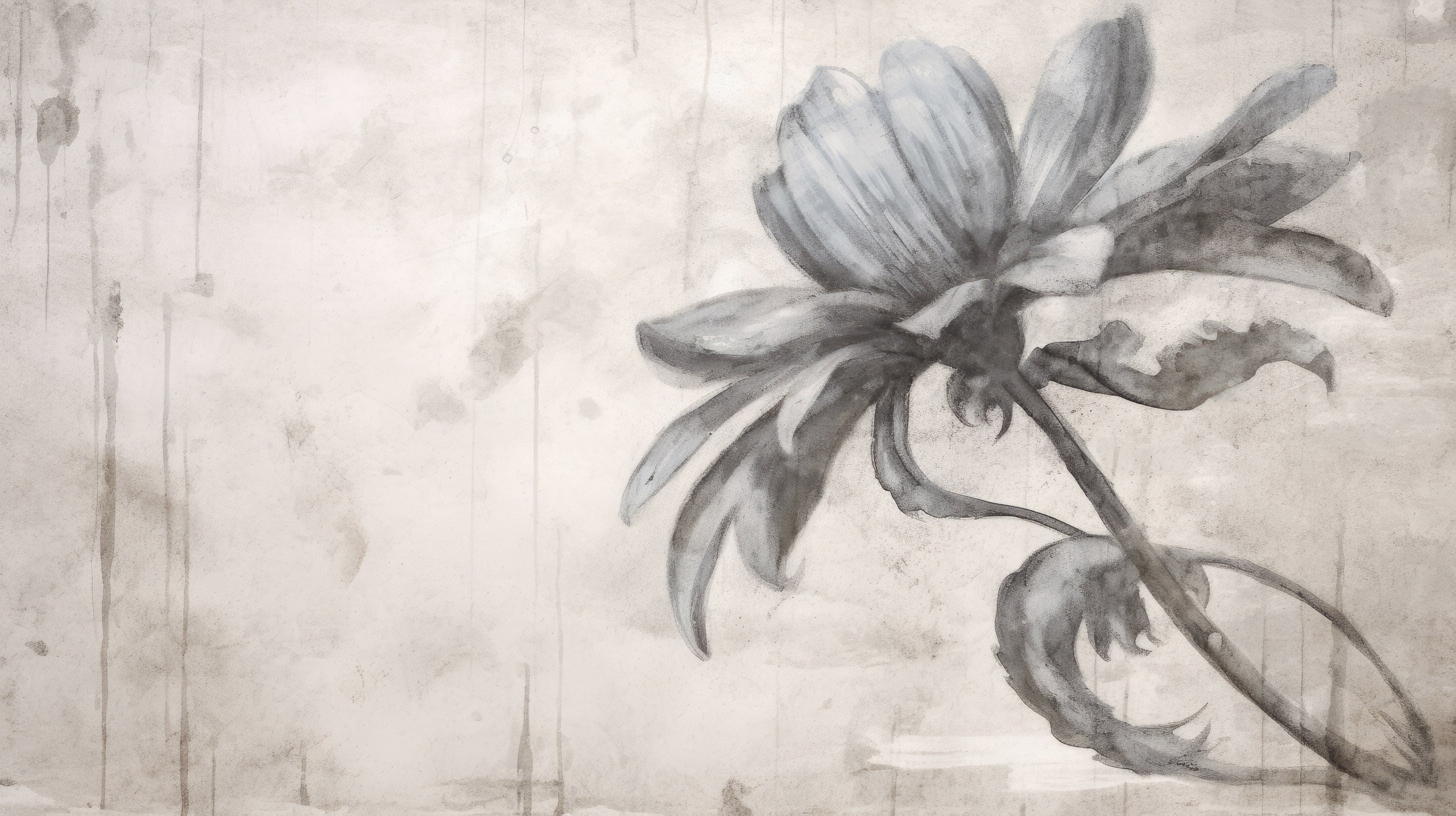 Podgląd wzoru: Prezentacja całego wzoru fototapety o nazwie MONOCHROME BLOOM INK SKETCH