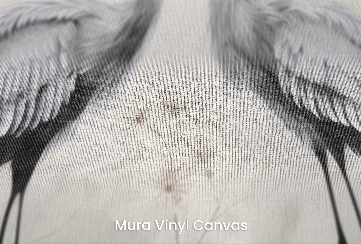 Zbliżenie na artystyczną fototapetę o nazwie Silent Duet na podłożu Mura Vinyl Canvas - faktura naturalnego płótna.