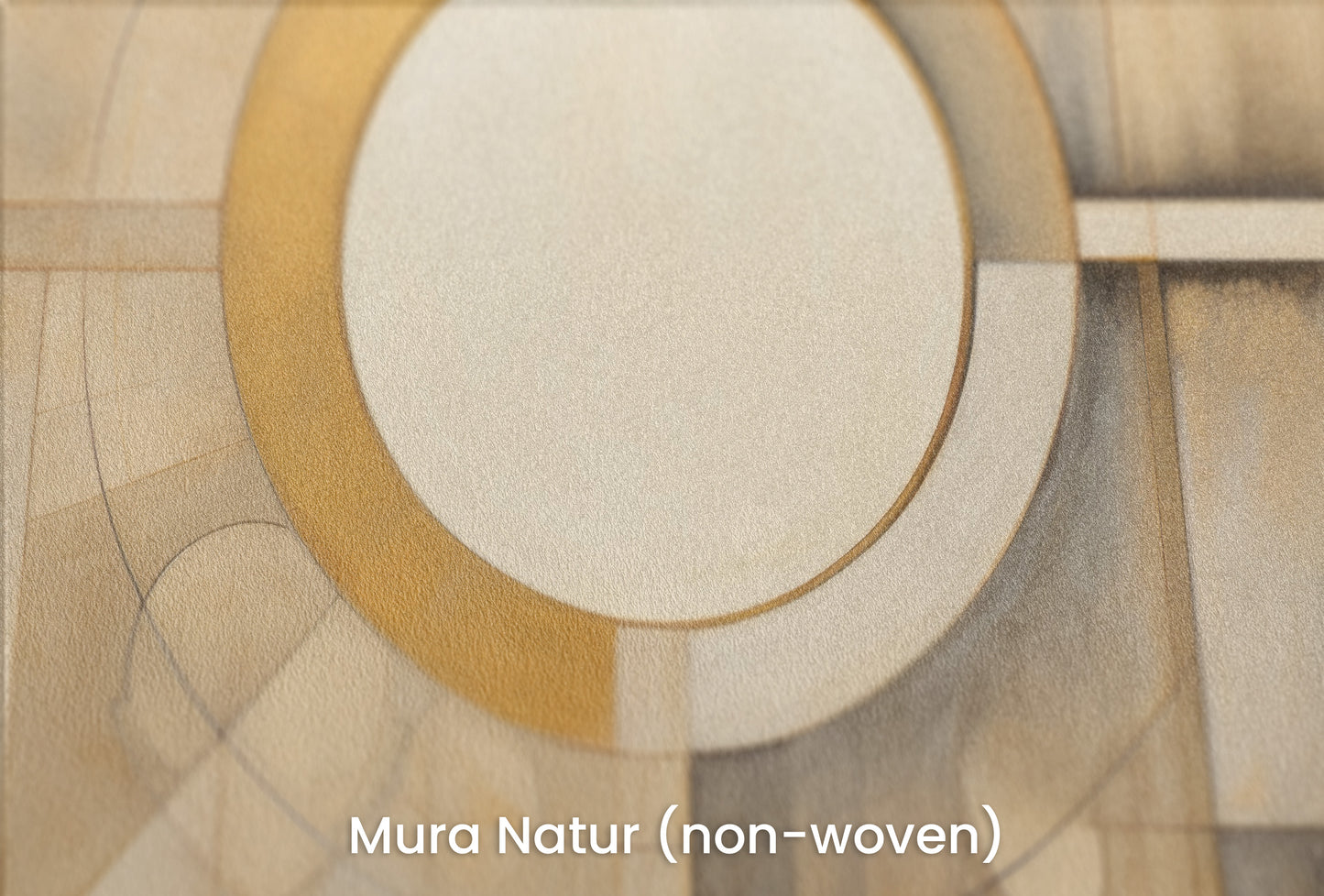 Zbliżenie na artystyczną fototapetę o nazwie CIRCULAR SYMMETRY IN GOLD AND CREAM na podłożu Mura Natur (non-woven) - naturalne i ekologiczne podłoże.