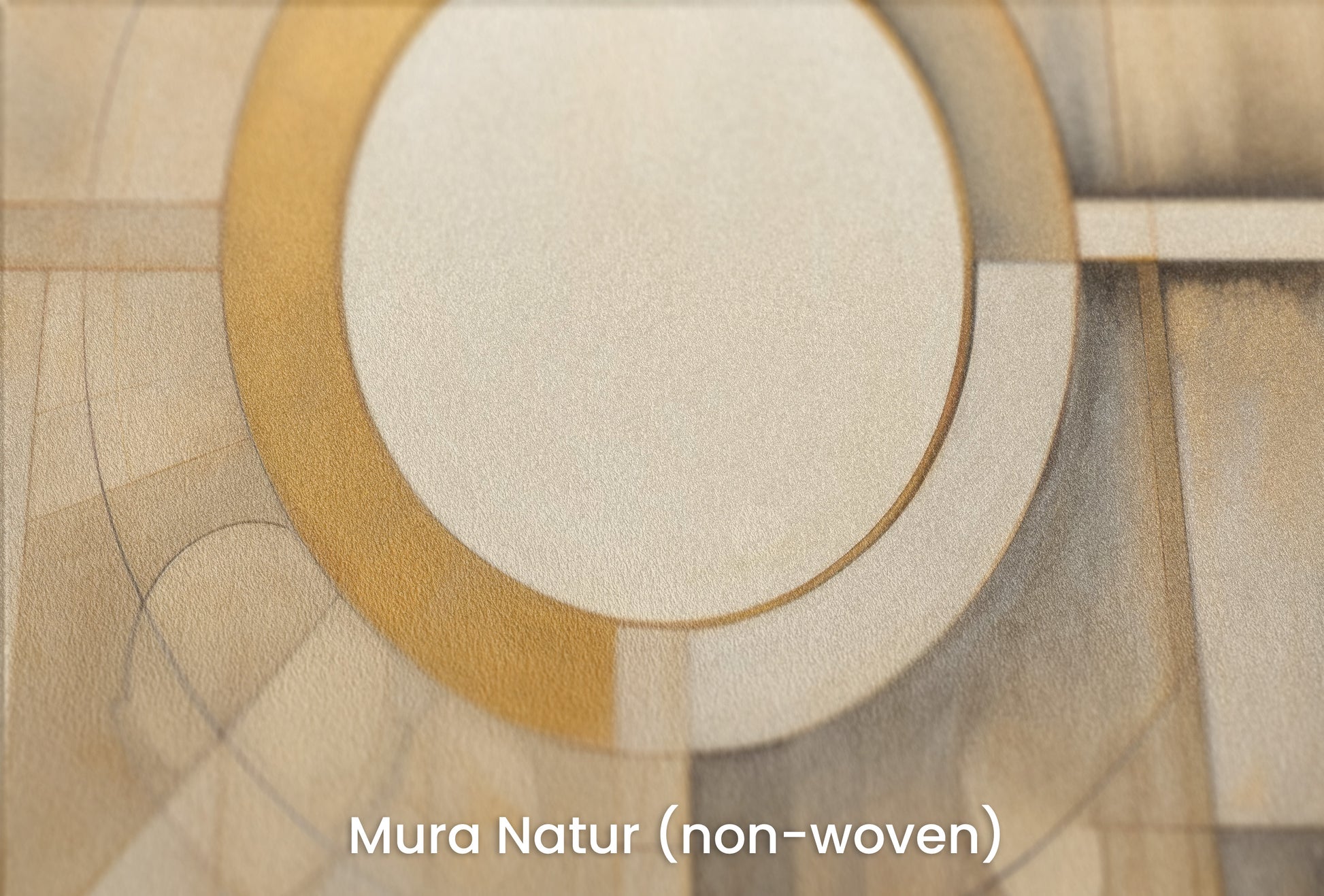 Zbliżenie na artystyczną fototapetę o nazwie CIRCULAR SYMMETRY IN GOLD AND CREAM na podłożu Mura Natur (non-woven) - naturalne i ekologiczne podłoże.