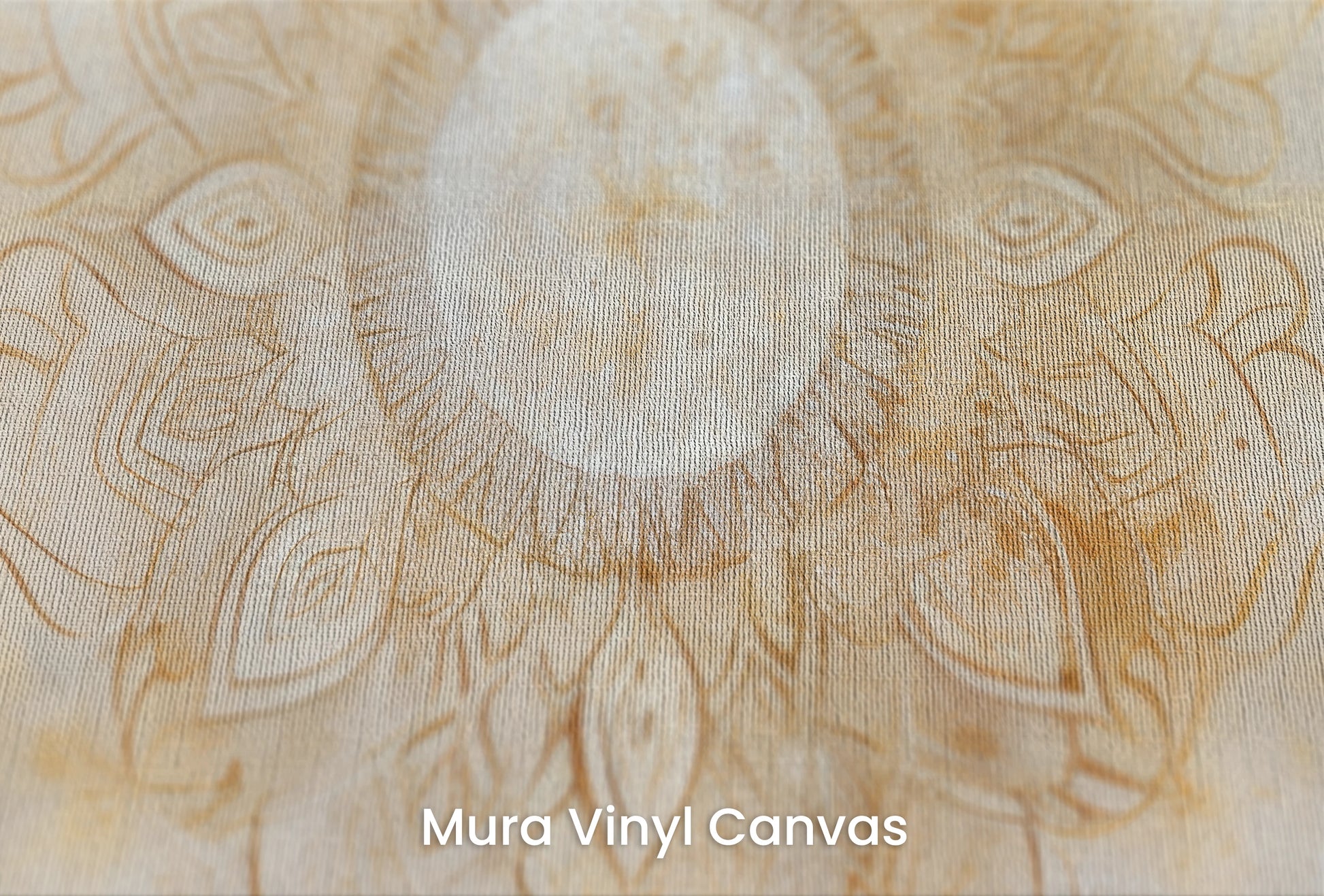 Zbliżenie na artystyczną fototapetę o nazwie Golden Radiance na podłożu Mura Vinyl Canvas - faktura naturalnego płótna.