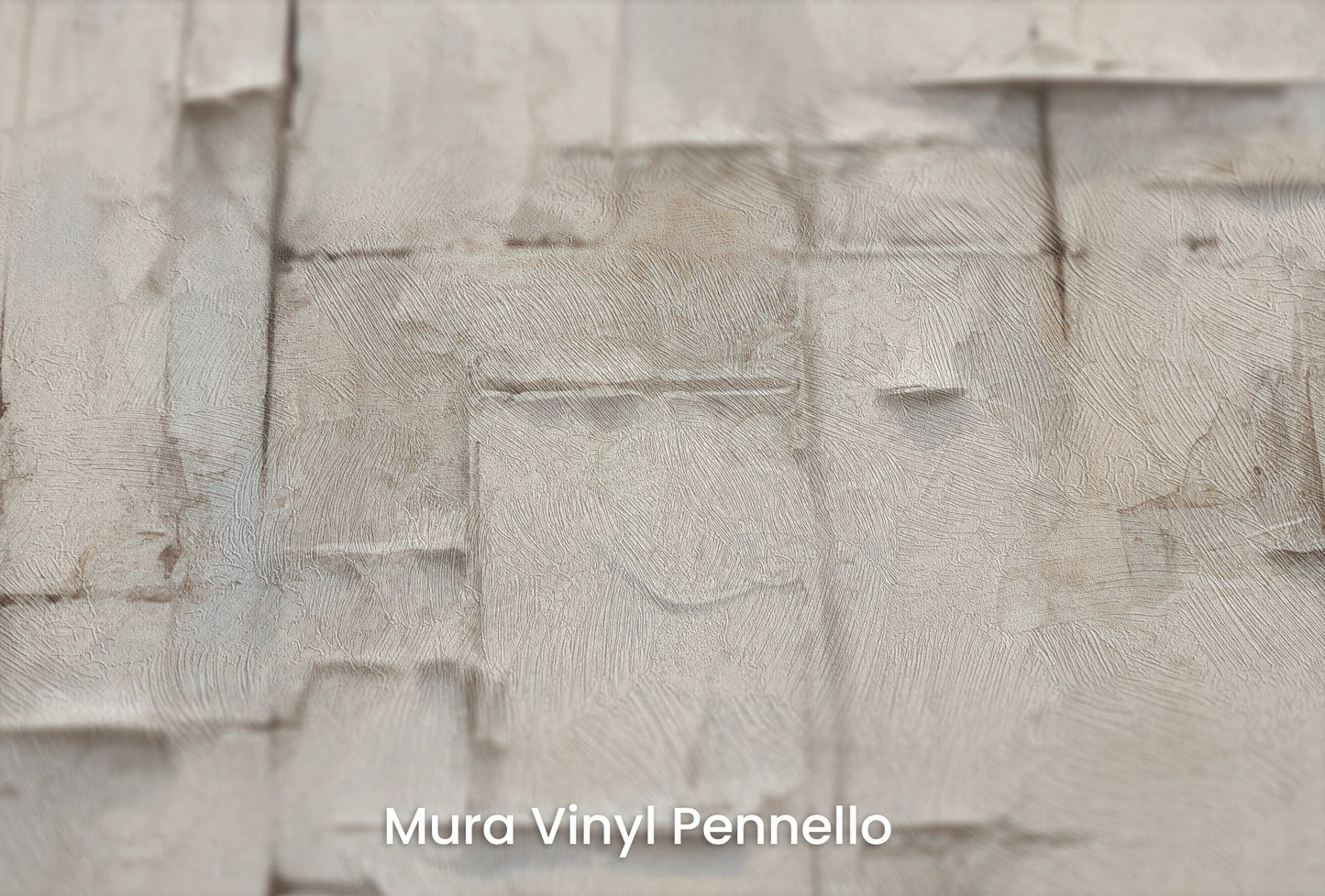 Zbliżenie na artystyczną fototapetę o nazwie Ivory Patchwork na podłożu Mura Vinyl Pennello - faktura pociągnięć pędzla malarskiego.