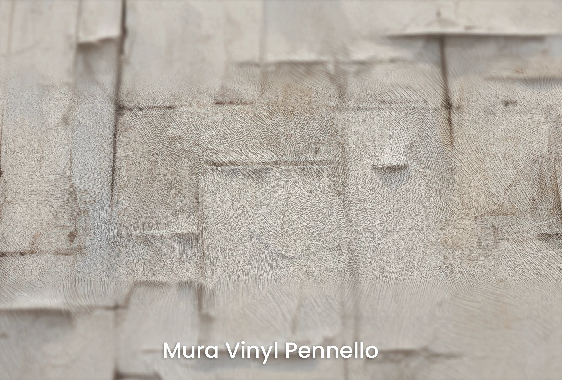 Zbliżenie na artystyczną fototapetę o nazwie Ivory Patchwork na podłożu Mura Vinyl Pennello - faktura pociągnięć pędzla malarskiego.