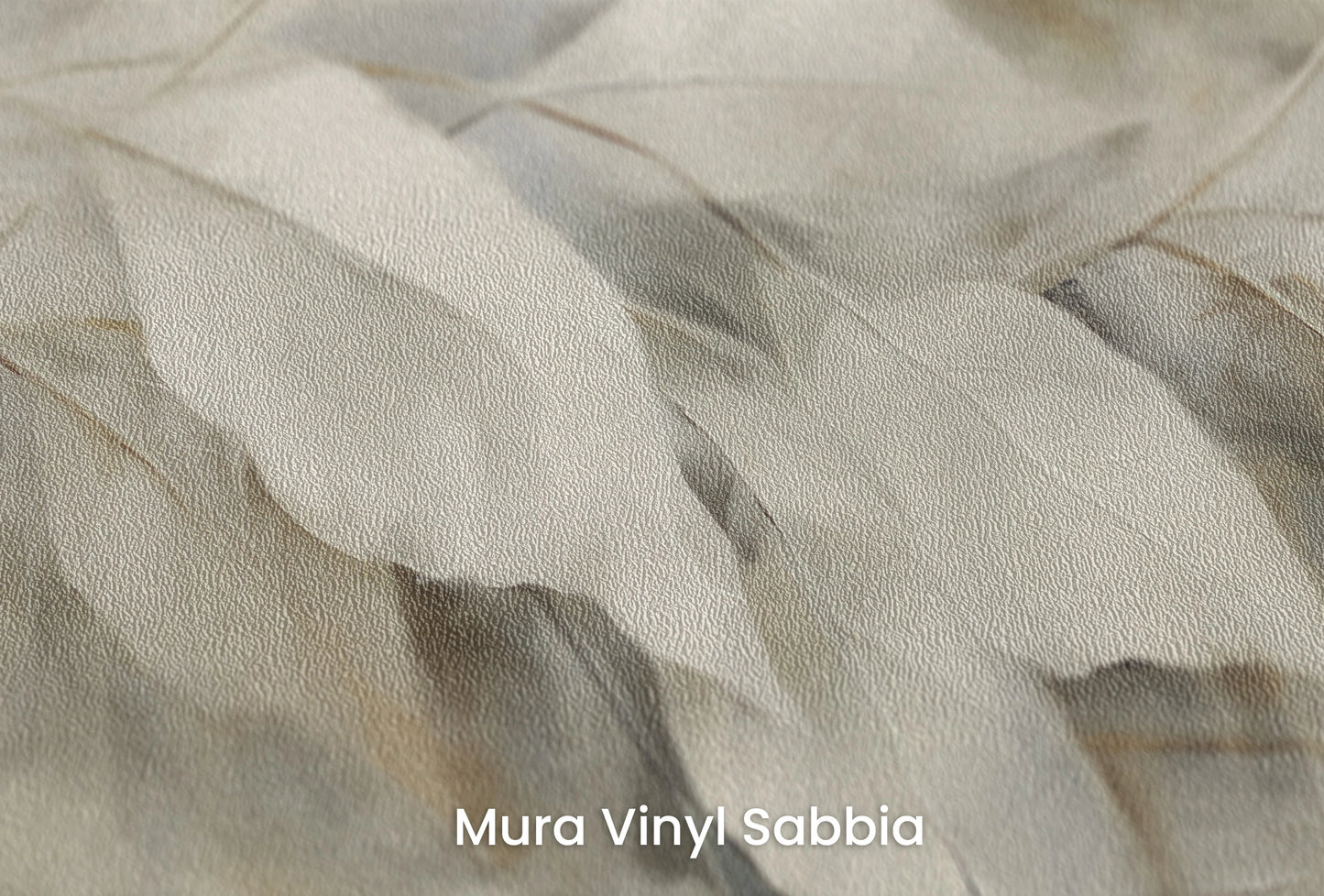 Zbliżenie na artystyczną fototapetę o nazwie Silver Serenity na podłożu Mura Vinyl Sabbia struktura grubego ziarna piasku.