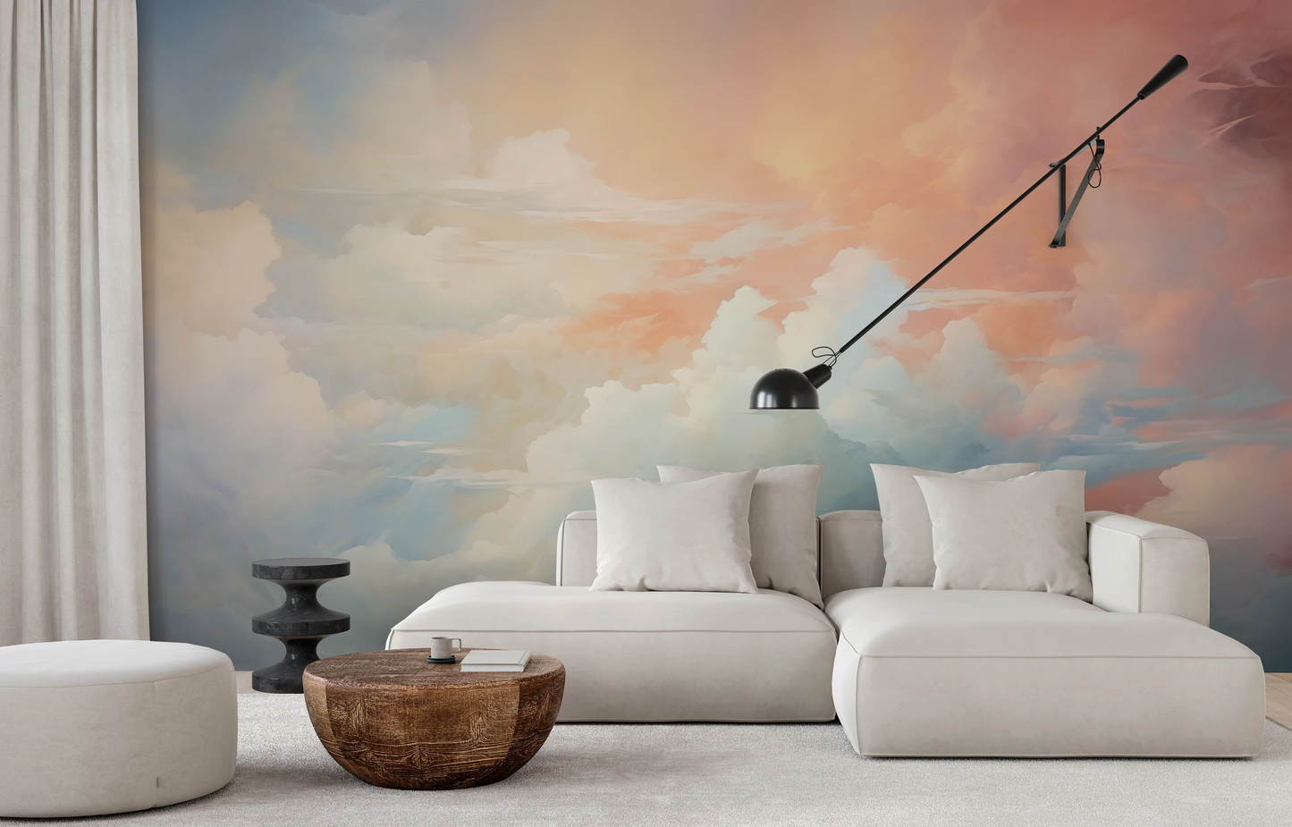 Wzór fototapety o nazwie Sunrise Canvas pokazanej w kontekście pomieszczenia.