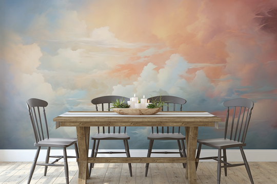 Wzór fototapety artystycznej o nazwie Sunrise Canvas pokazanej w aranżacji wnętrza.