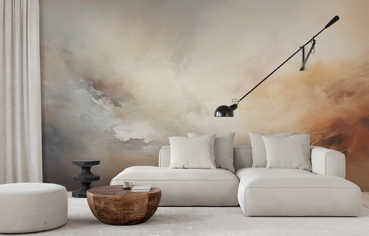 Wzór fototapety malowanej o nazwie Venusian Twilight pokazanej w aranżacji wnętrza.