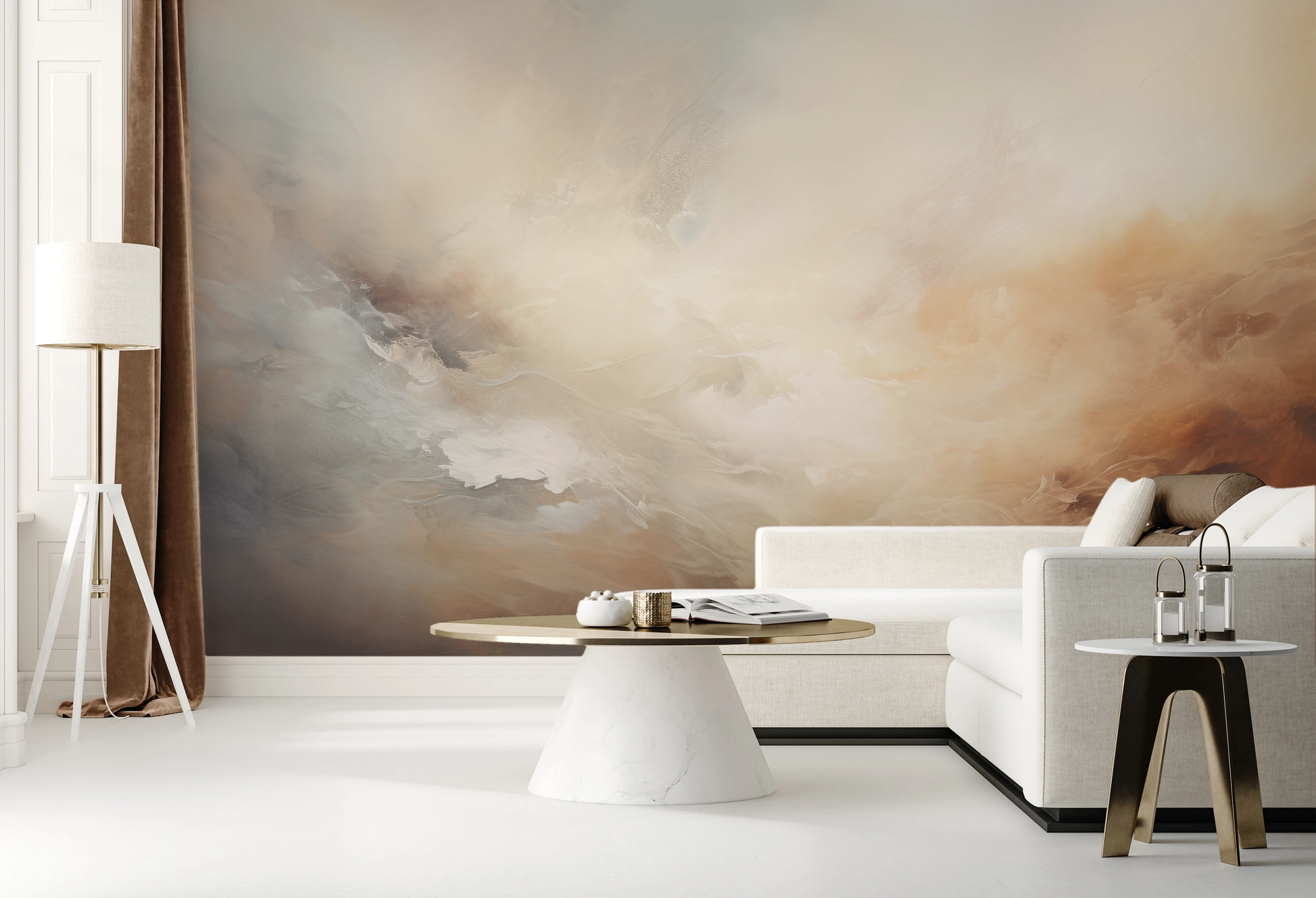 Wzór fototapety artystycznej o nazwie Venusian Twilight pokazanej w aranżacji wnętrza.