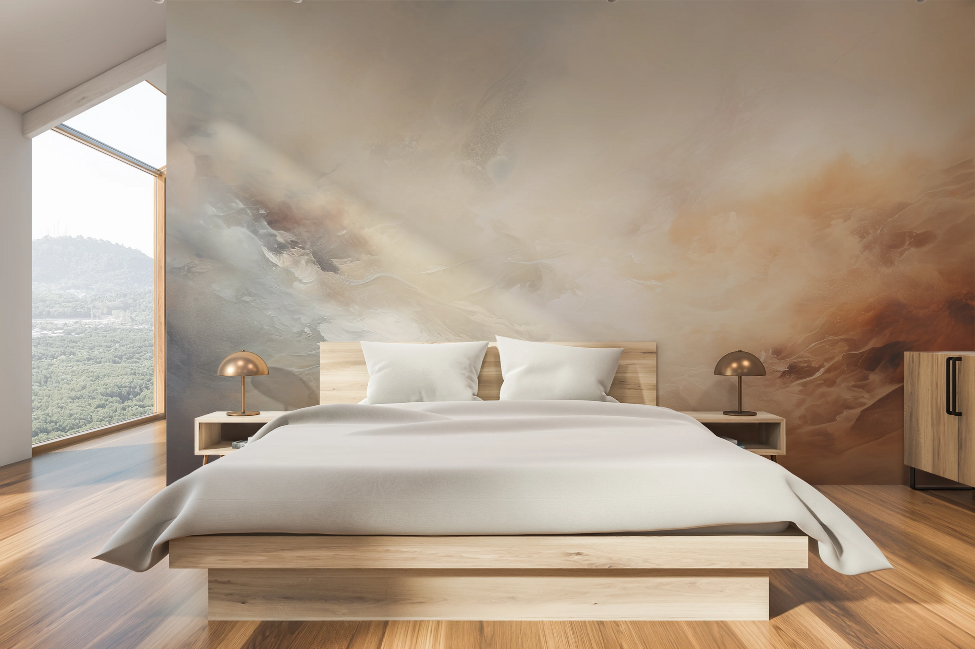 Wzór fototapety o nazwie Venusian Twilight pokazanej w kontekście pomieszczenia.