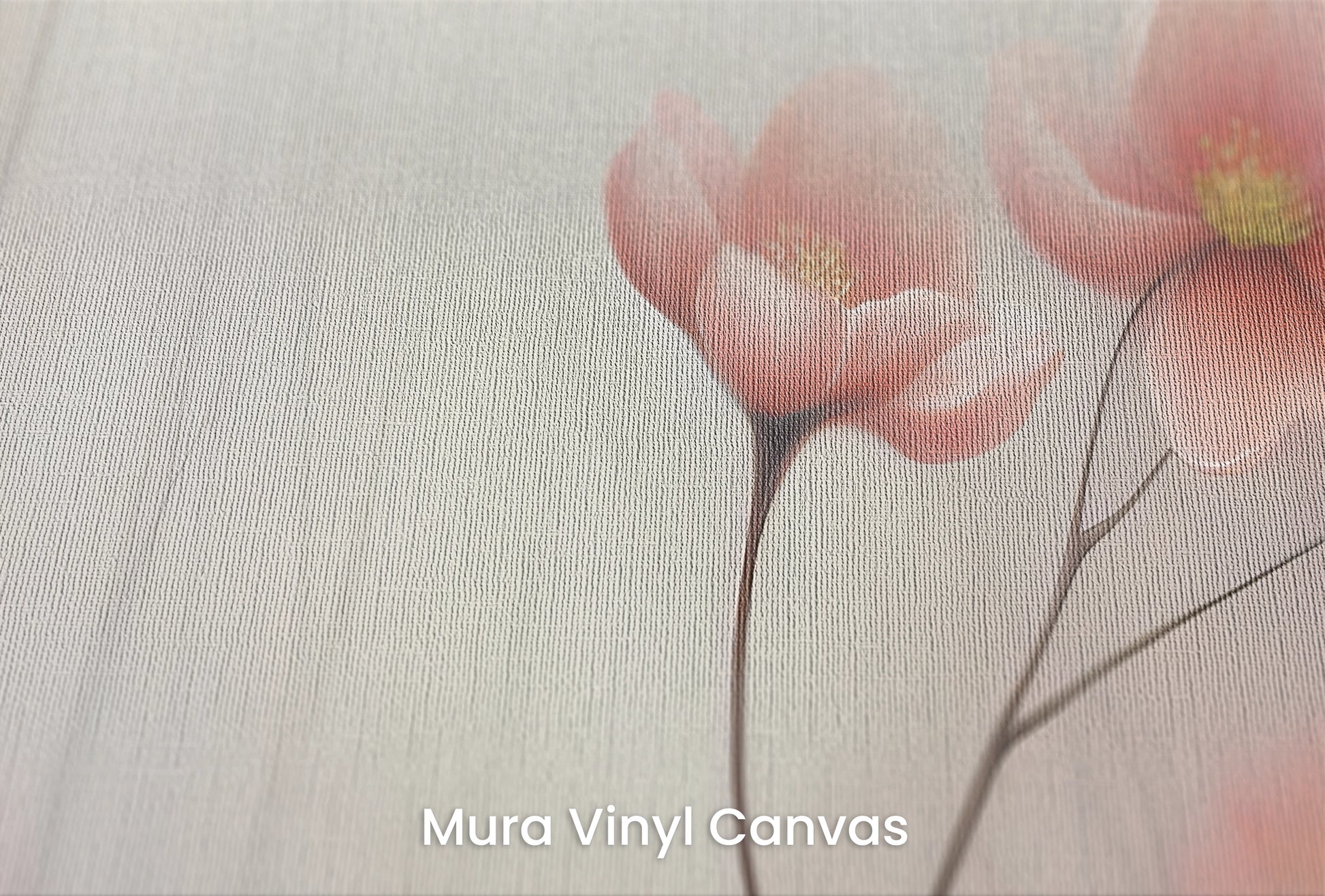 Zbliżenie na artystyczną fototapetę o nazwie Dreamy Flora na podłożu Mura Vinyl Canvas - faktura naturalnego płótna.