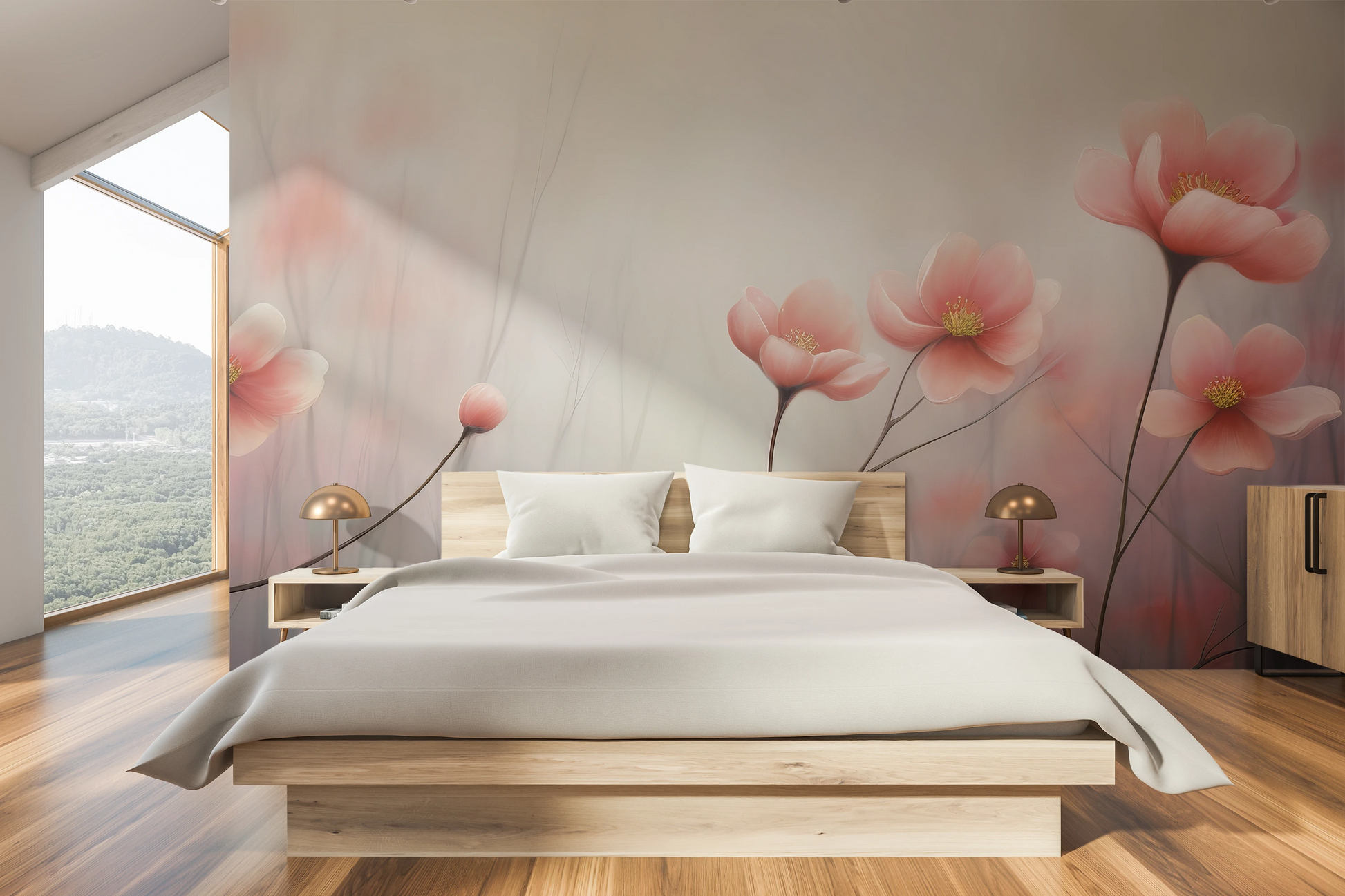 Fototapeta malowana o nazwie Dreamy Flora pokazana w aranżacji wnętrza.