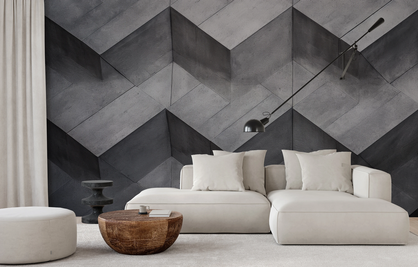 Fototapeta malowana o nazwie Zigzag Concrete pokazana w aranżacji wnętrza.
