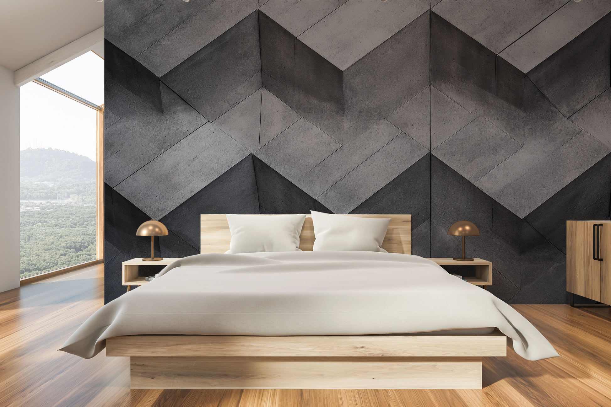 Fototapeta artystyczna o nazwie Zigzag Concrete pokazana w aranżacji wnętrza.