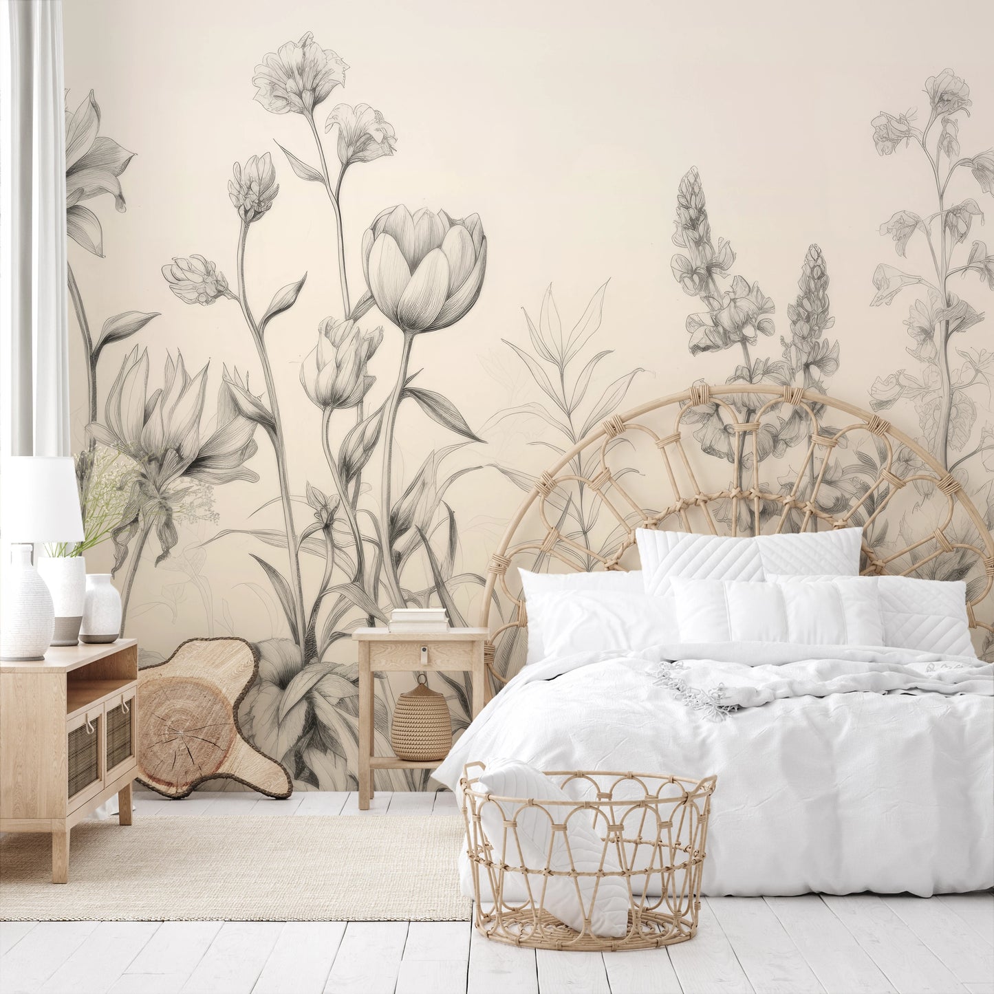 Wzór fototapety o nazwie Floral Array pokazanej w kontekście pomieszczenia.