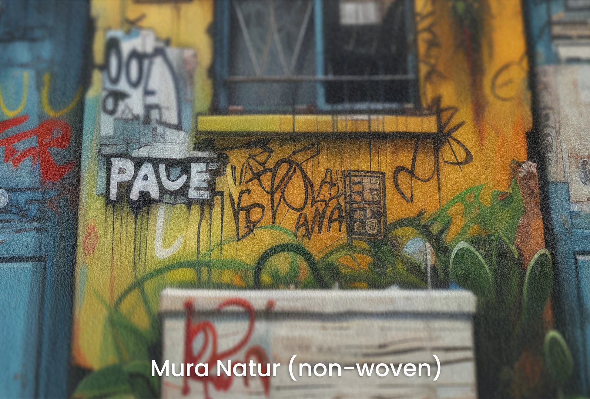 Zbliżenie na artystyczną fototapetę o nazwie Vivid Alleys na podłożu Mura Natur (non-woven) - naturalne i ekologiczne podłoże.